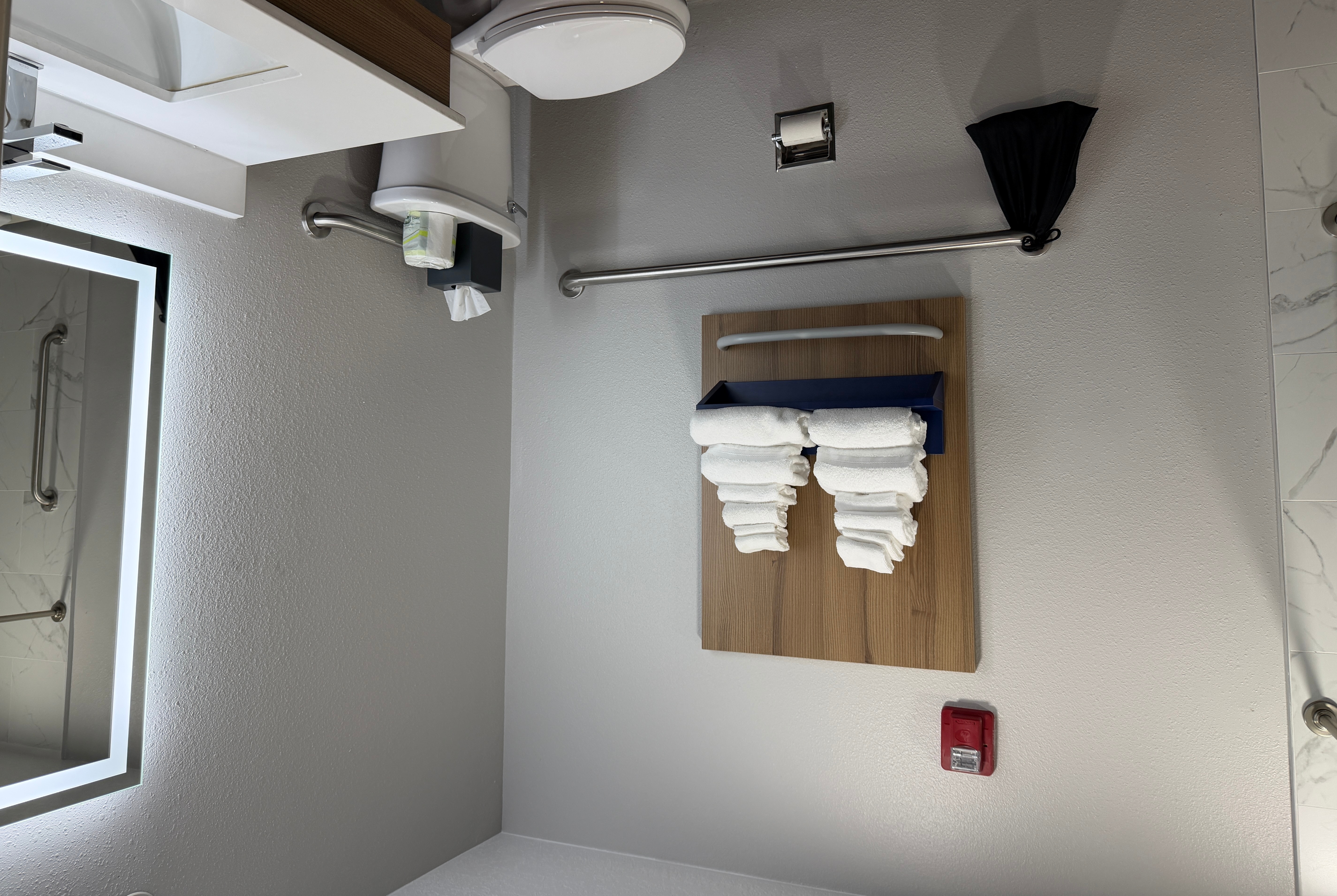 Guest room bath at the Microtel Inn & Suites by Wyndham Culpeper in Culpeper, Virginia