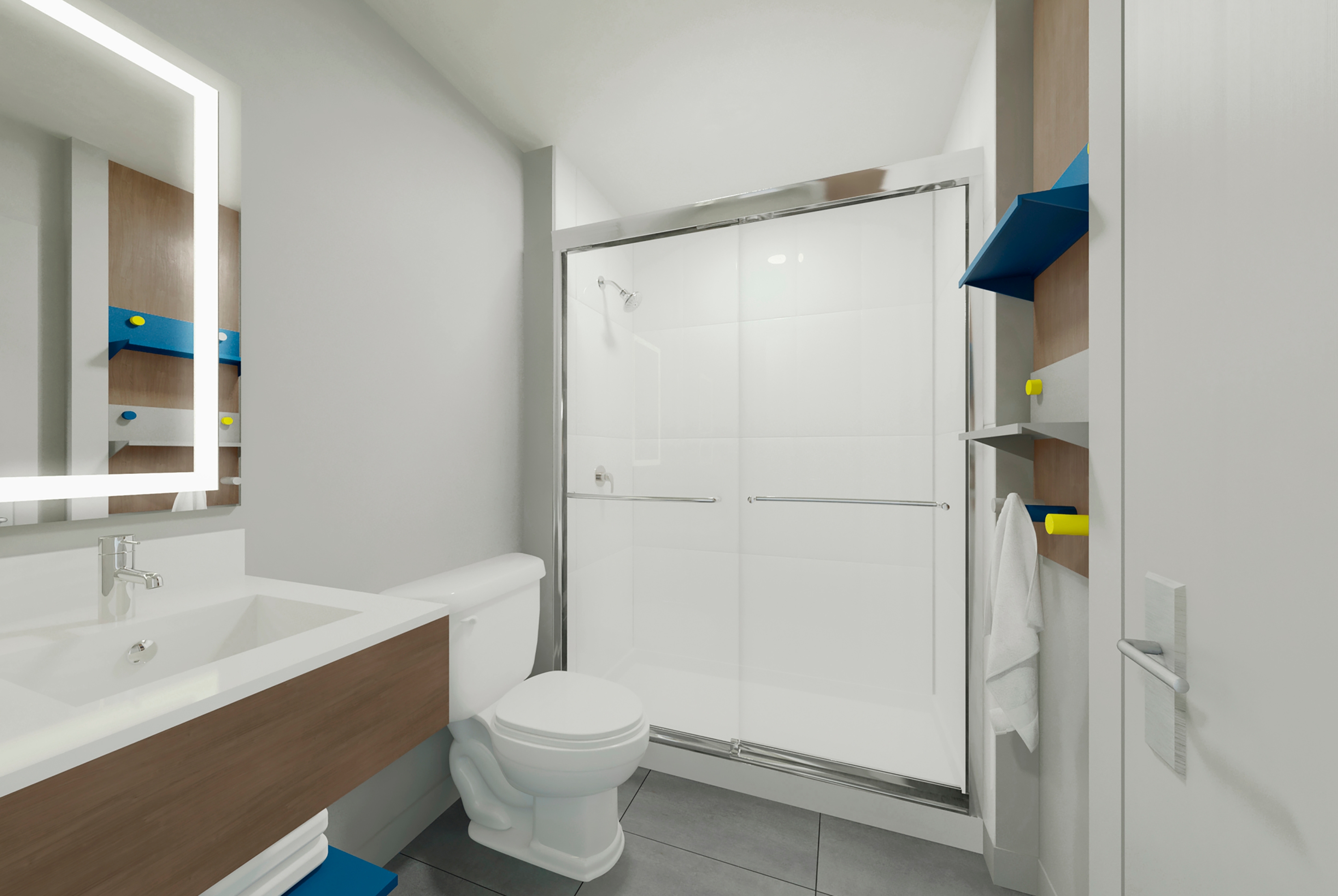 Guest room bath at the Microtel Inn & Suites by Wyndham Danville VA in Danville, Virginia