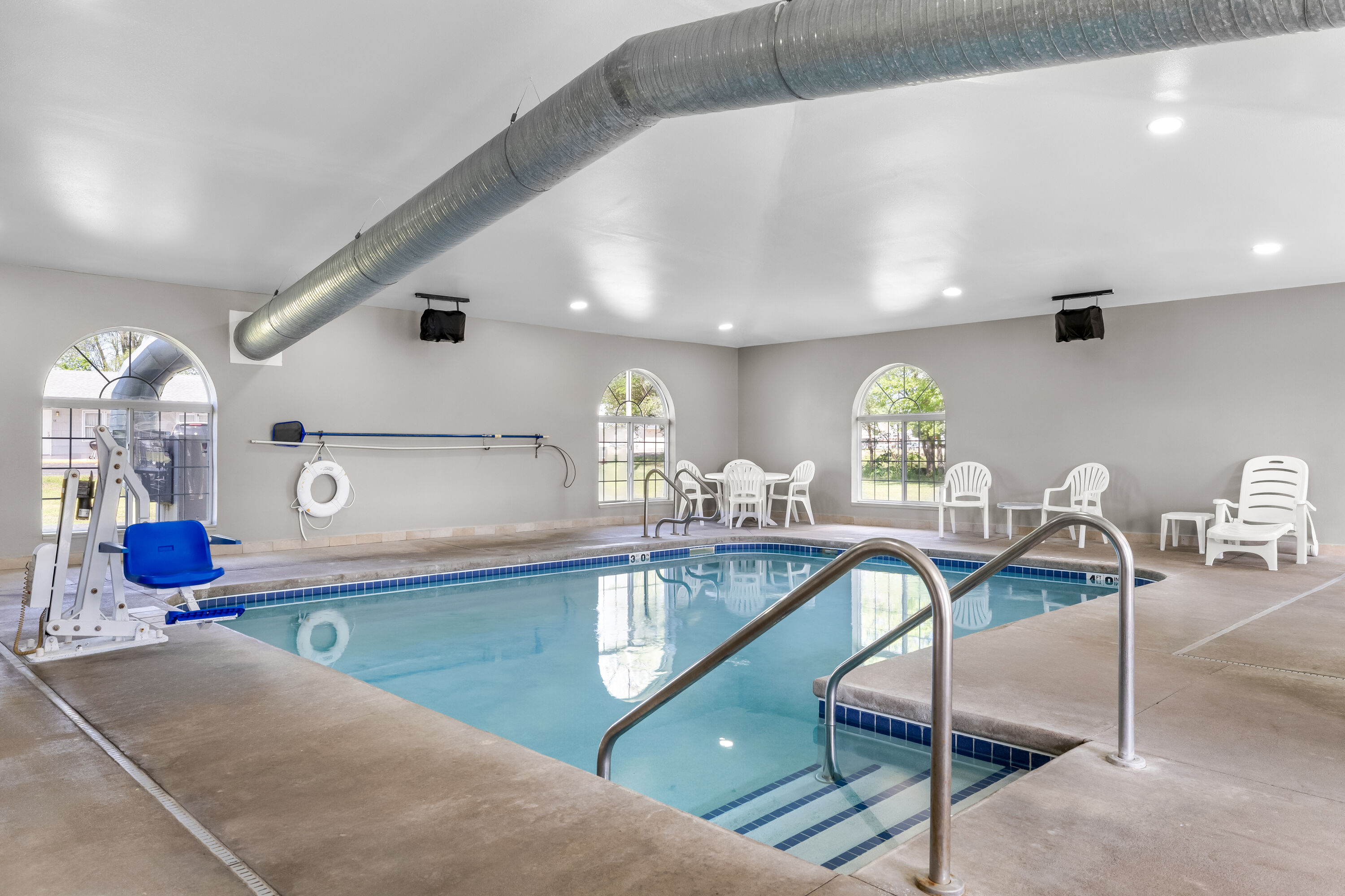 Indoor pool at the Microtel Inn & Suites by Wyndham Prairie du Chien in Prairie du Chien, Wisconsin