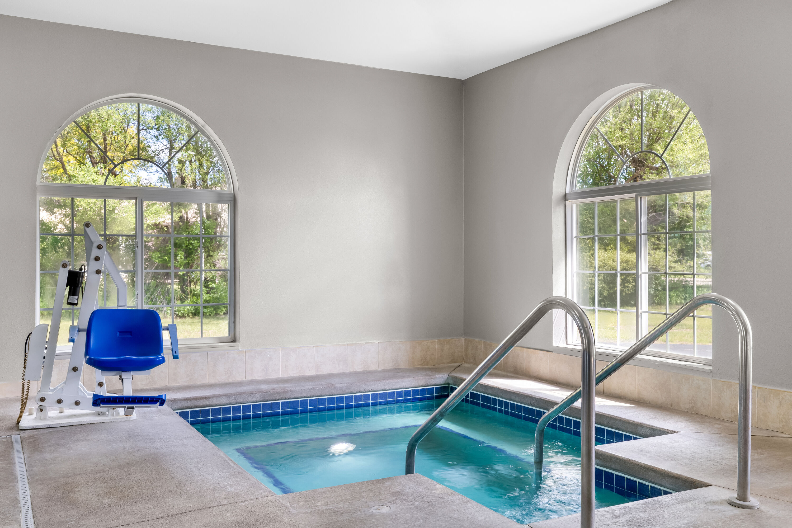 Indoor pool at the Microtel Inn & Suites by Wyndham Prairie du Chien in Prairie du Chien, Wisconsin