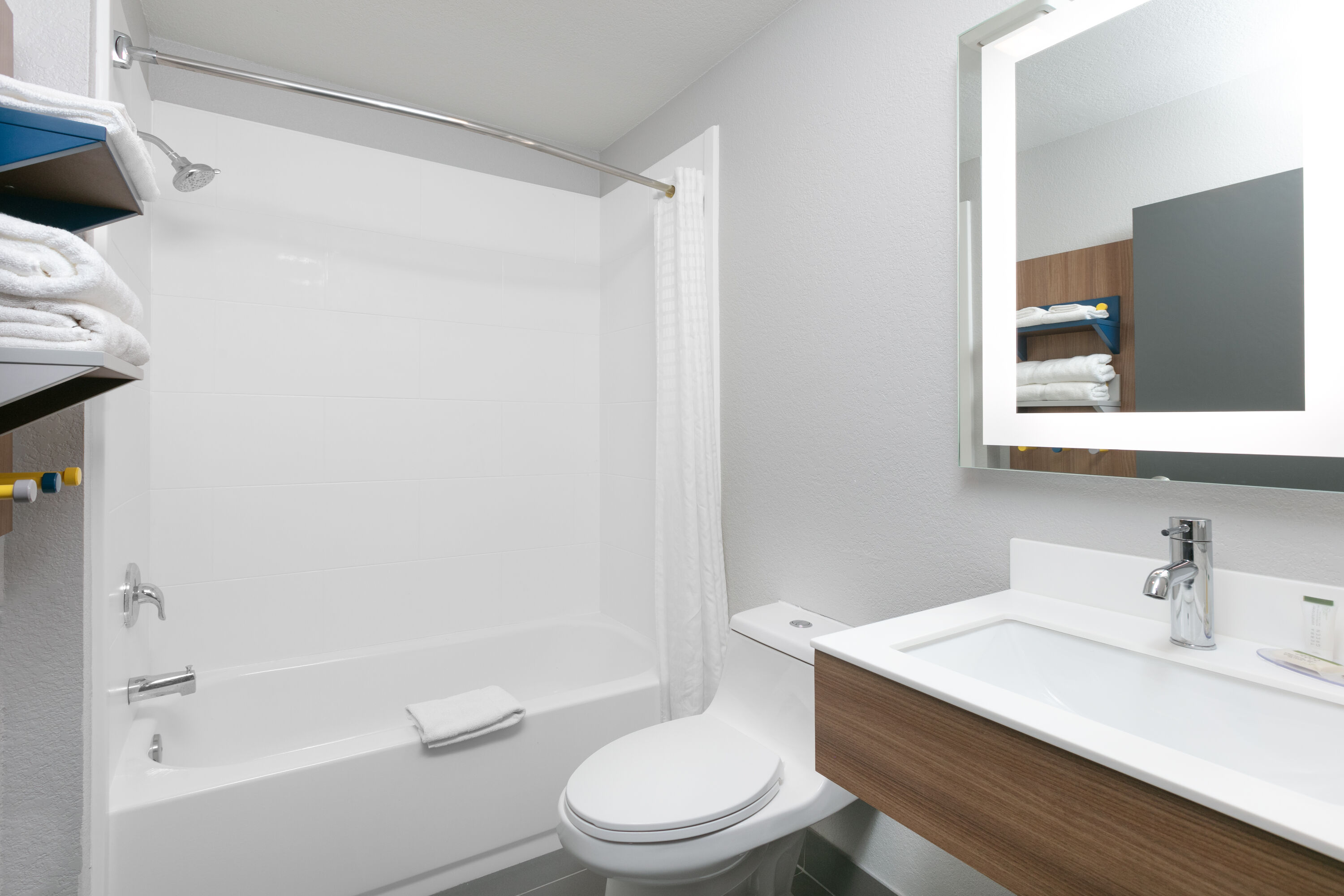 Guest room bath at the Microtel Inn by Wyndham Beckley in Beckley, West Virginia