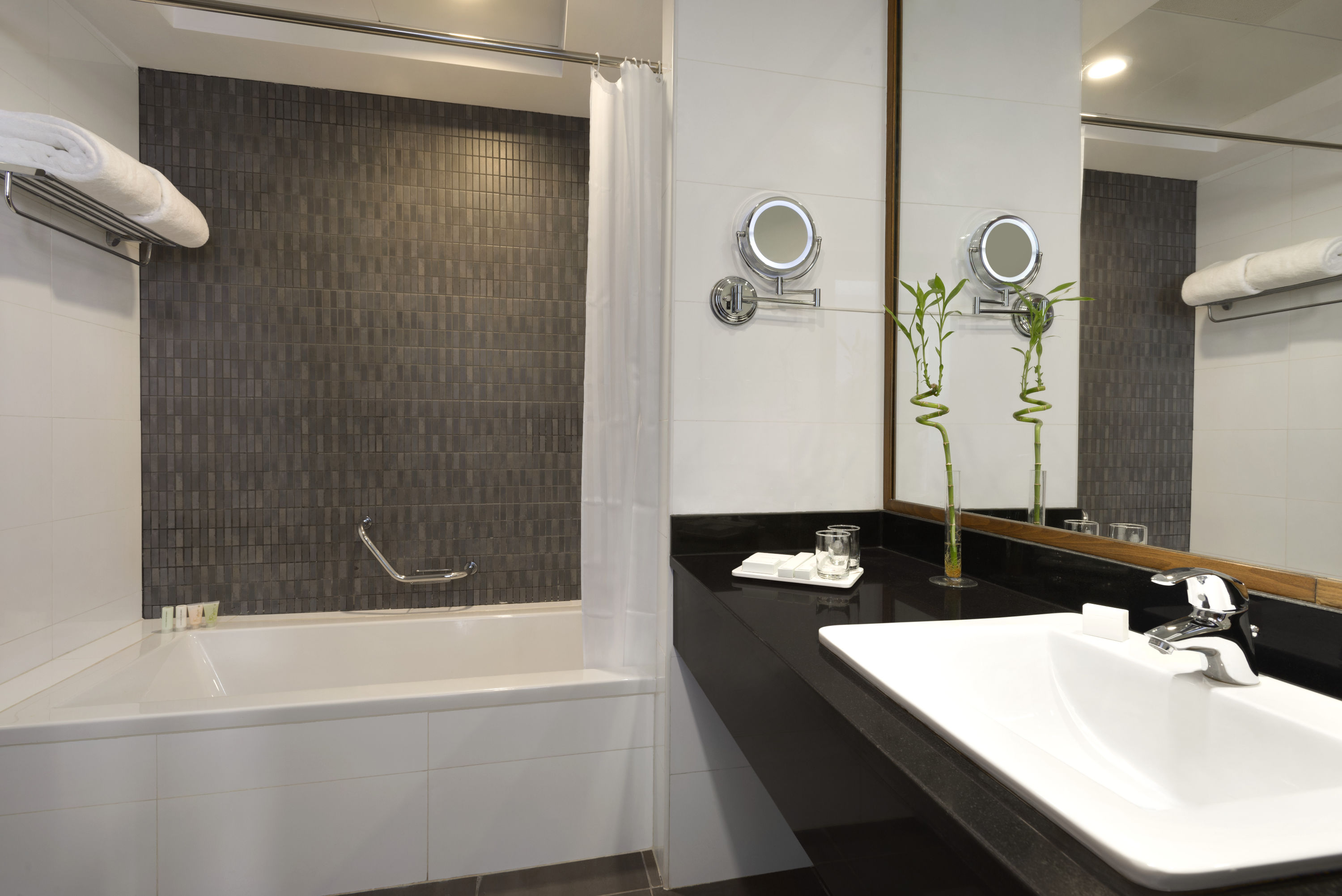 Guest room bath at the Ramada by Wyndham Abu Dhabi Corniche in Abu Dhabi, Other than US/Canada