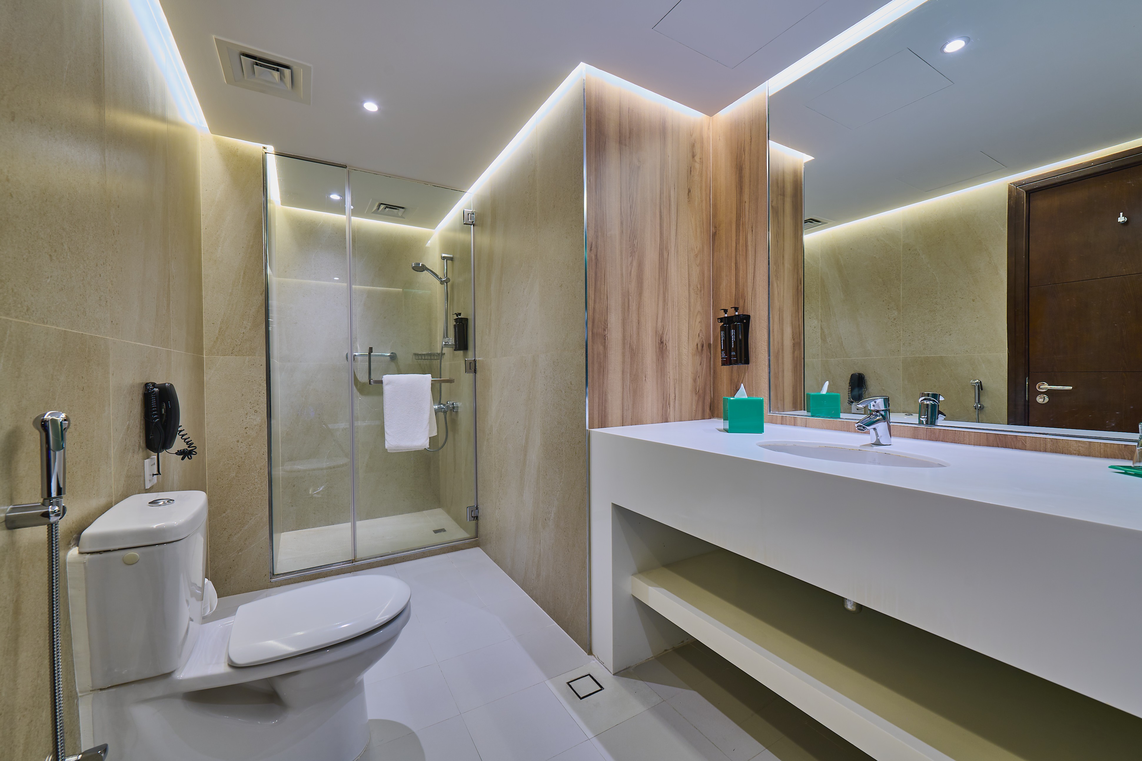 Guest room bath at the Ramada Hotel & Suites by Wyndham Dubai JBR in Dubai, Other than US/Canada