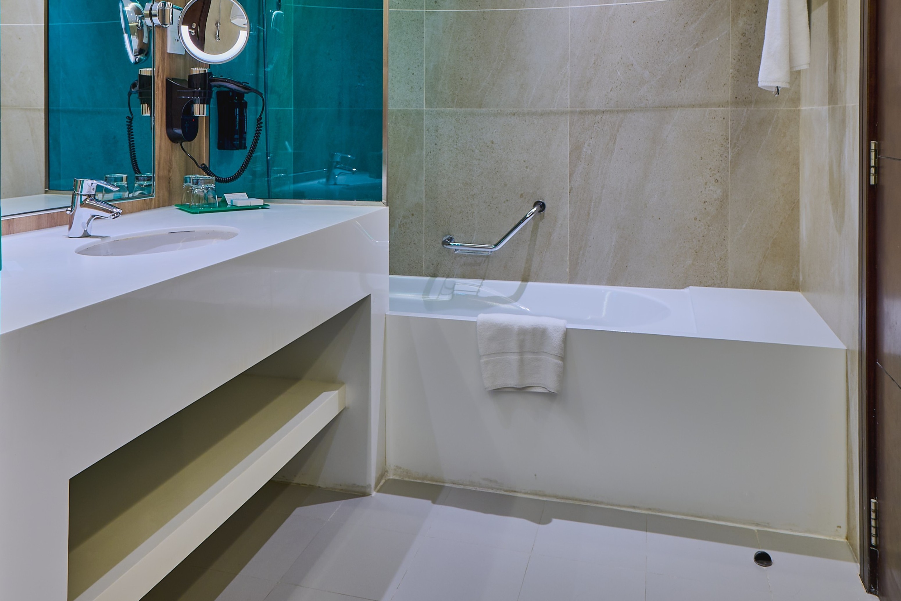 Guest room bath at the Ramada Hotel & Suites by Wyndham Dubai JBR in Dubai, Other than US/Canada