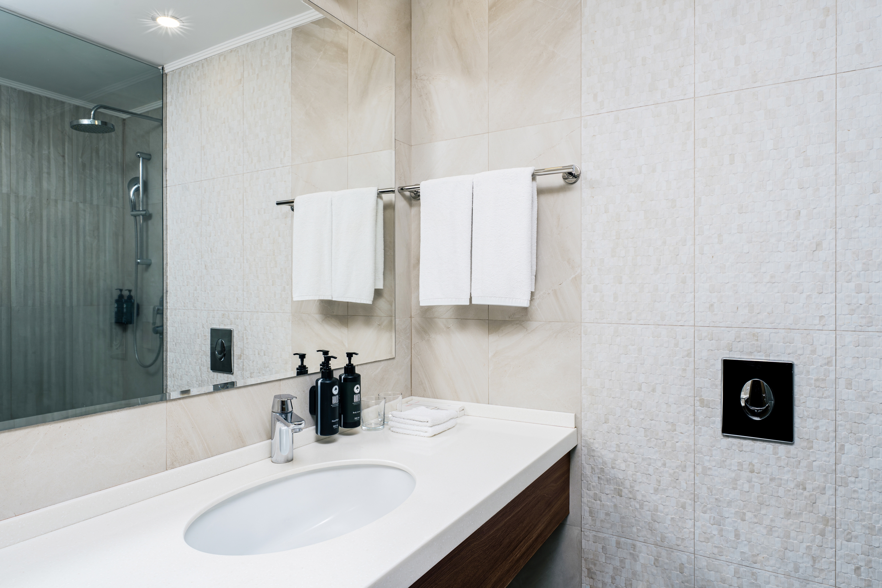 Guest room bath at the Ramada Hotel & Suites by Wyndham Yerevan in Yerevan, Other than US/Canada