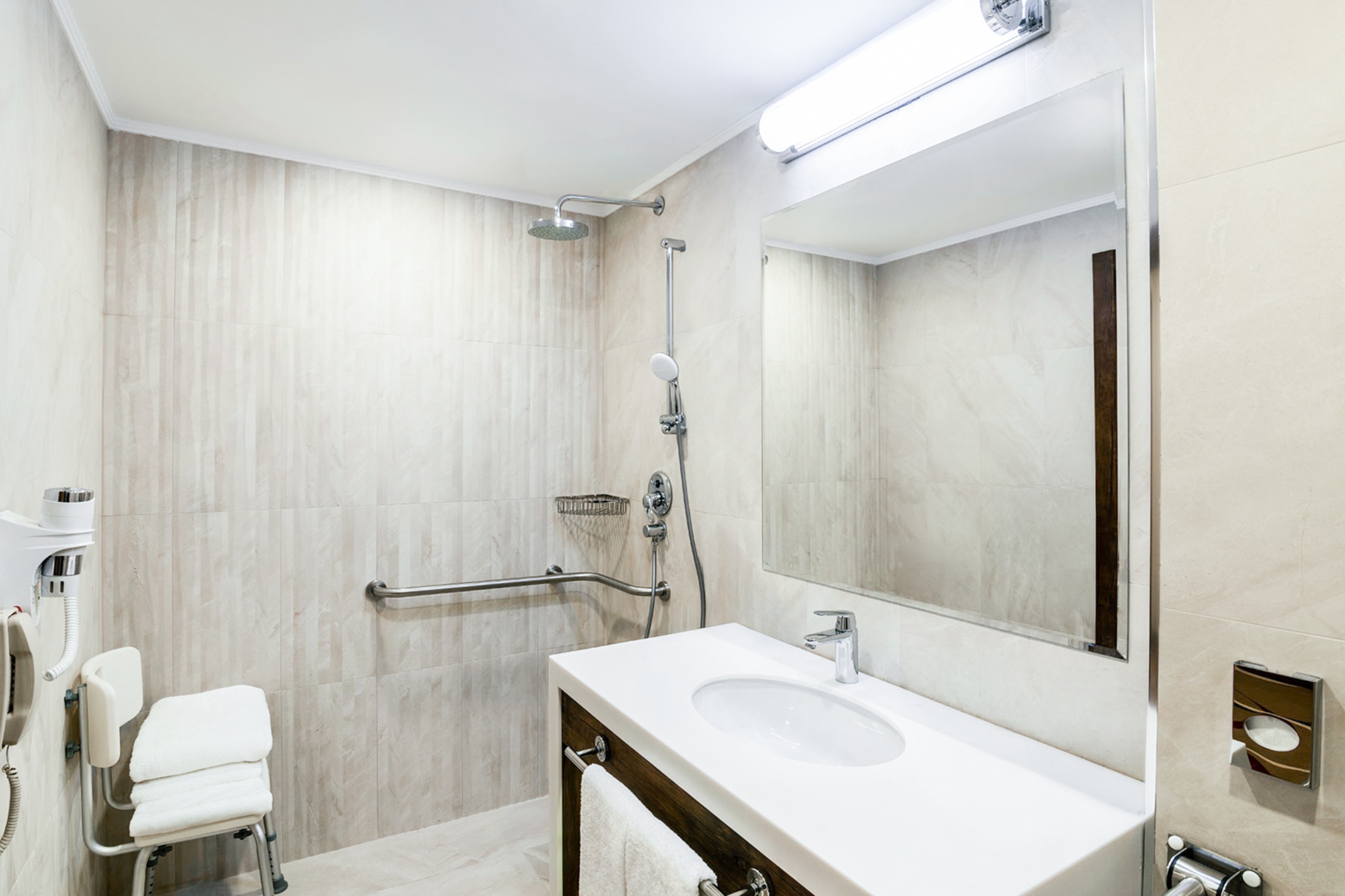 Guest room bath at the Ramada Hotel & Suites by Wyndham Yerevan in Yerevan, Other than US/Canada