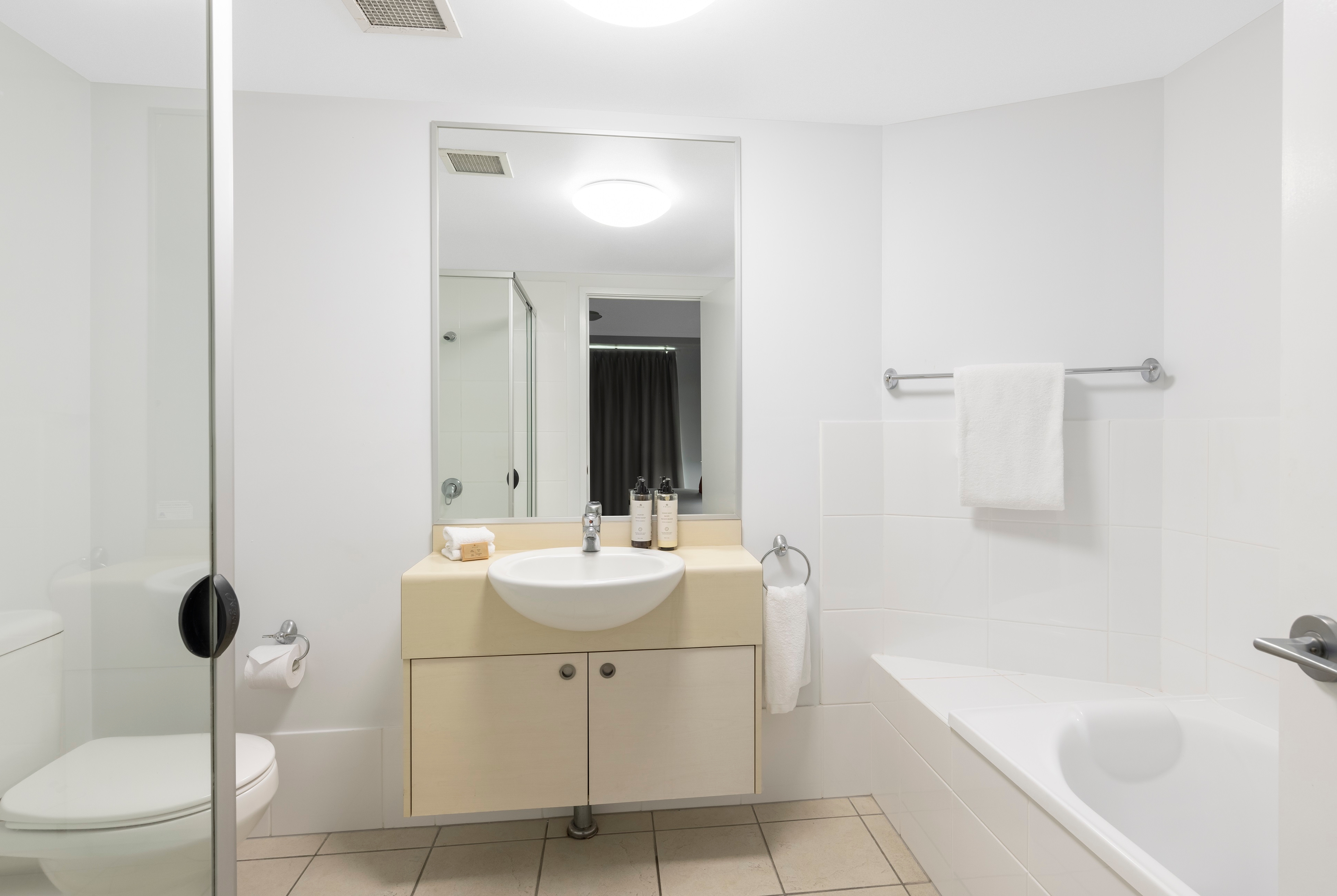 Guest room bath at the Ramada By Wyndham Marcoola Beach in Marcoola, Other than US/Canada