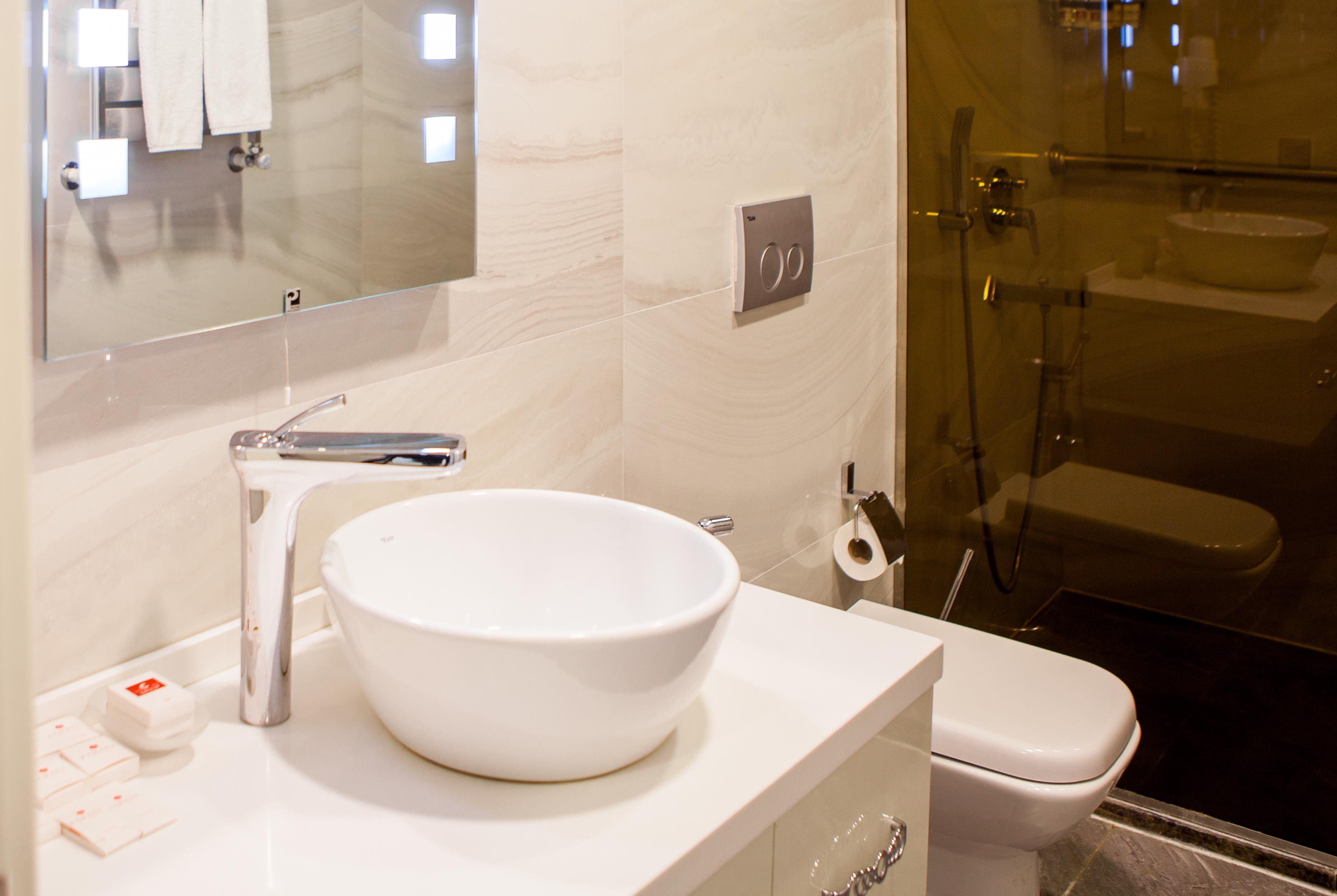 Guest room bath at the Ramada by Wyndham Baku in Baku, Other than US/Canada