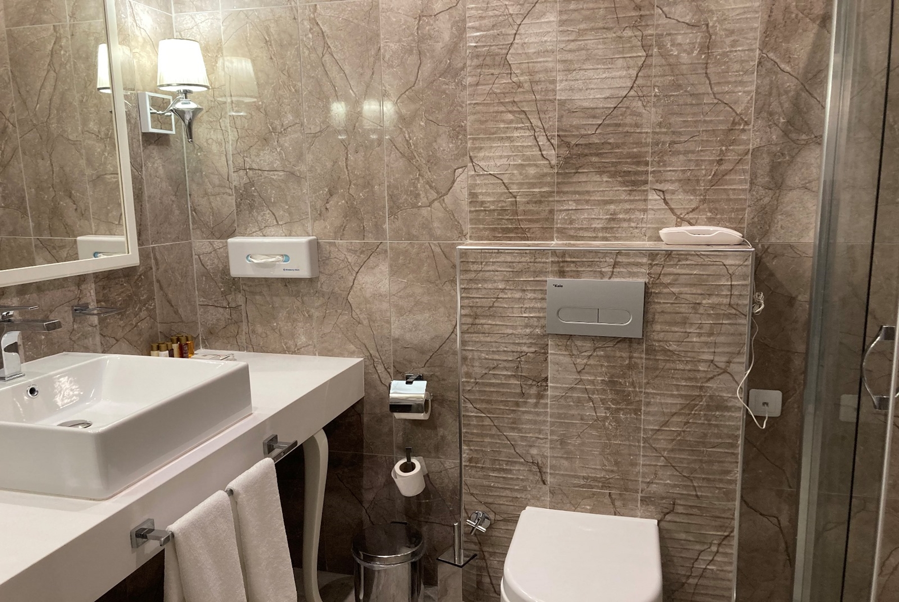 Guest room bath at the Ramada by Wyndham Plovdiv Trimontium in Plovdiv, Other than US/Canada