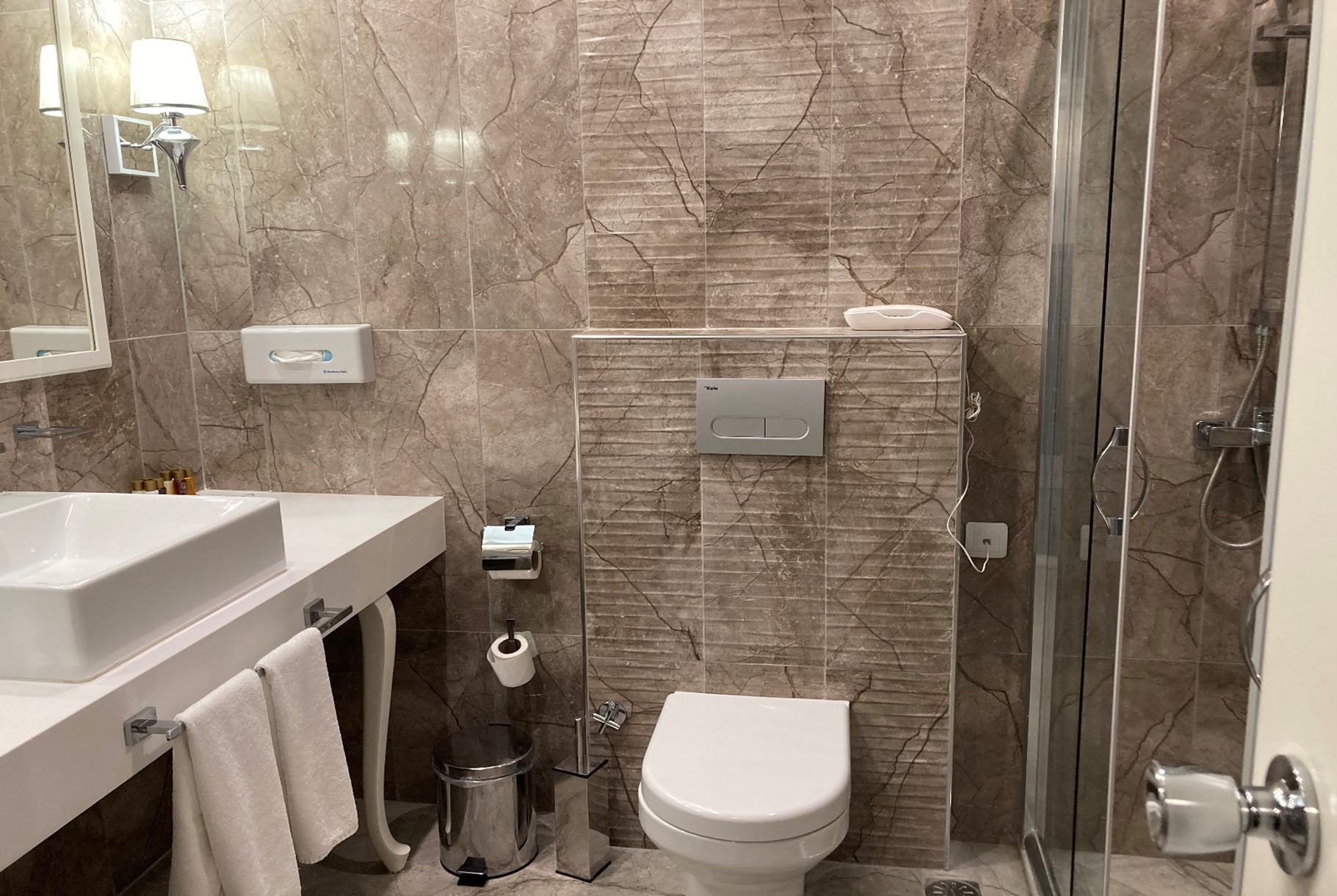 Guest room bath at the Ramada by Wyndham Plovdiv Trimontium in Plovdiv, Other than US/Canada