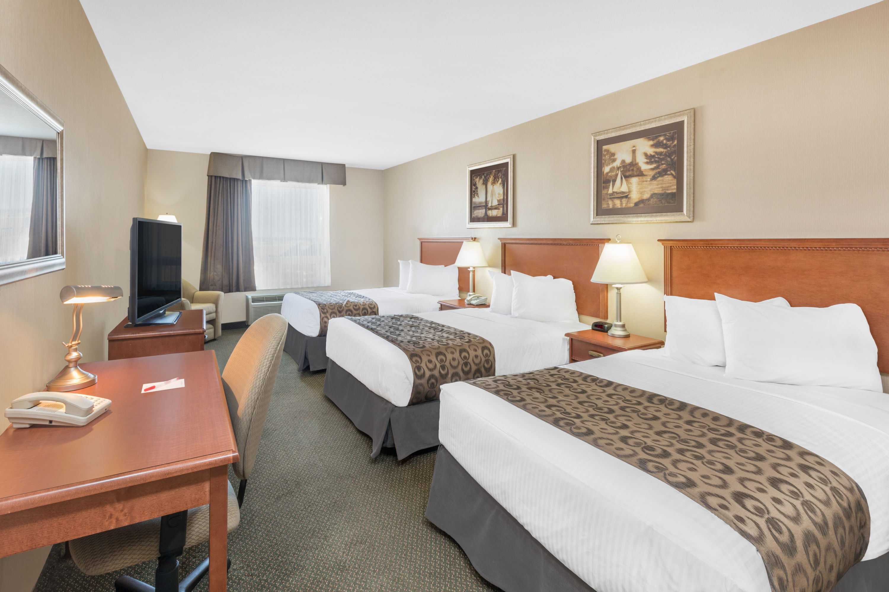 Guest room at the Ramada by Wyndham Clairmont/Grande Prairie in Clairmont, Alberta