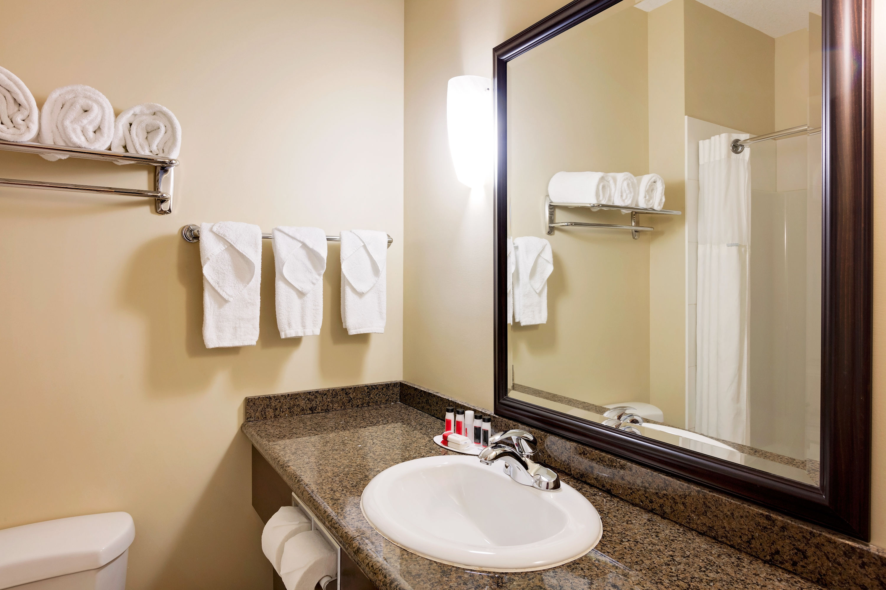 Guest room at the Ramada by Wyndham Cold Lake in Cold Lake, Alberta