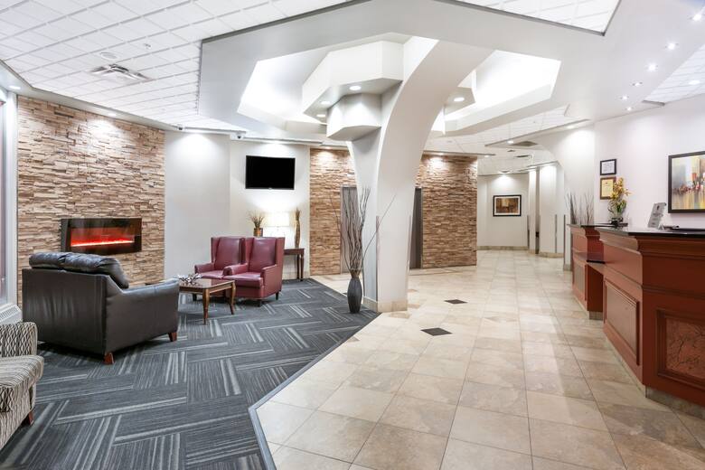 Ramada Edmonton South hotel lobby in Edmonton, Alberta