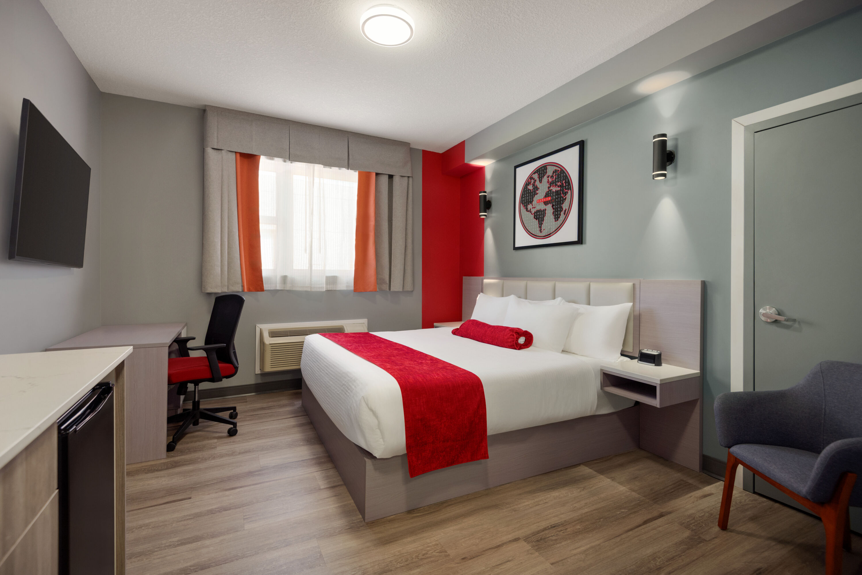 Guest room at the Ramada by Wyndham West Edmonton Hotel & Suites in Edmonton, Alberta