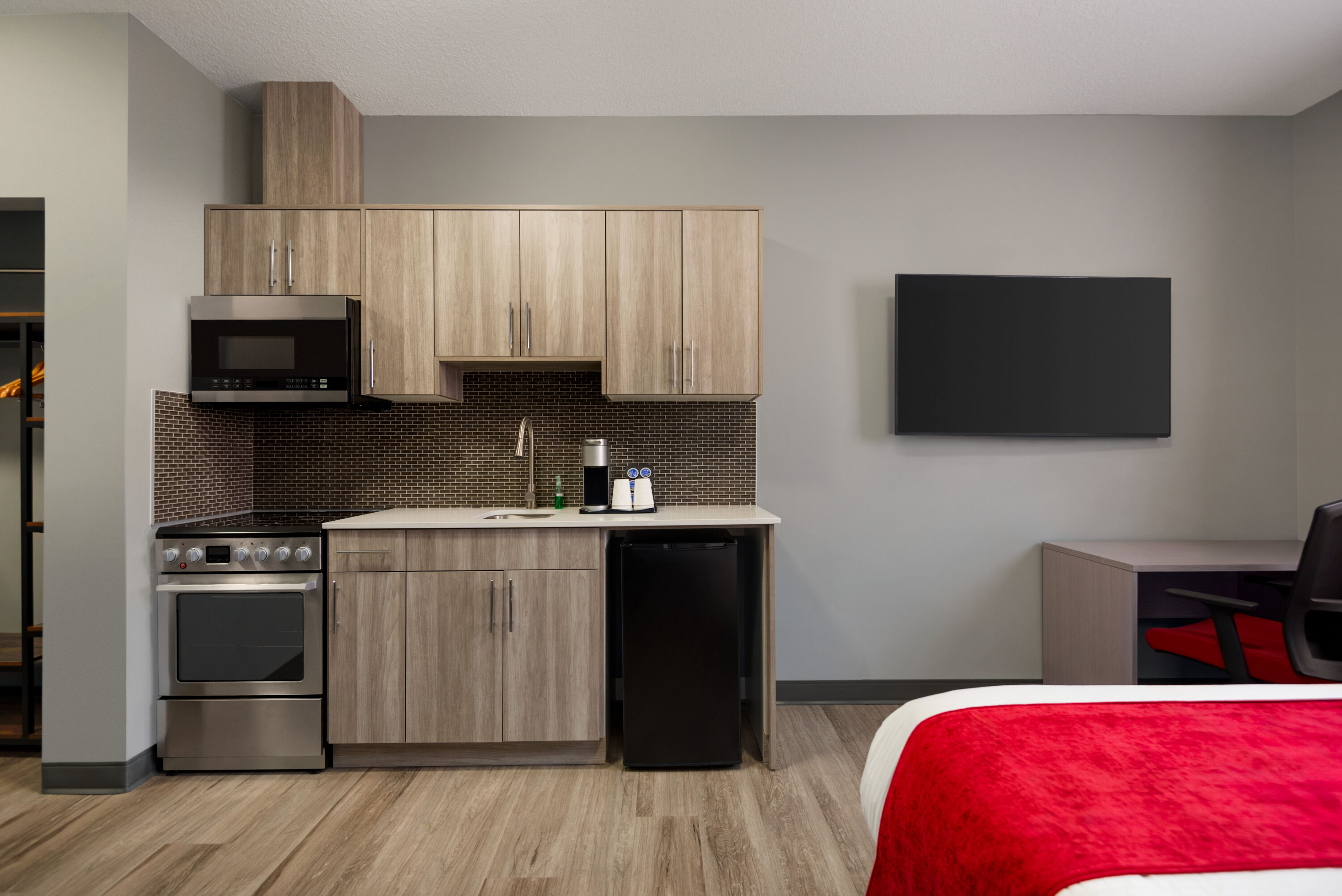 Guest room at the Ramada by Wyndham West Edmonton Hotel & Suites in Edmonton, Alberta