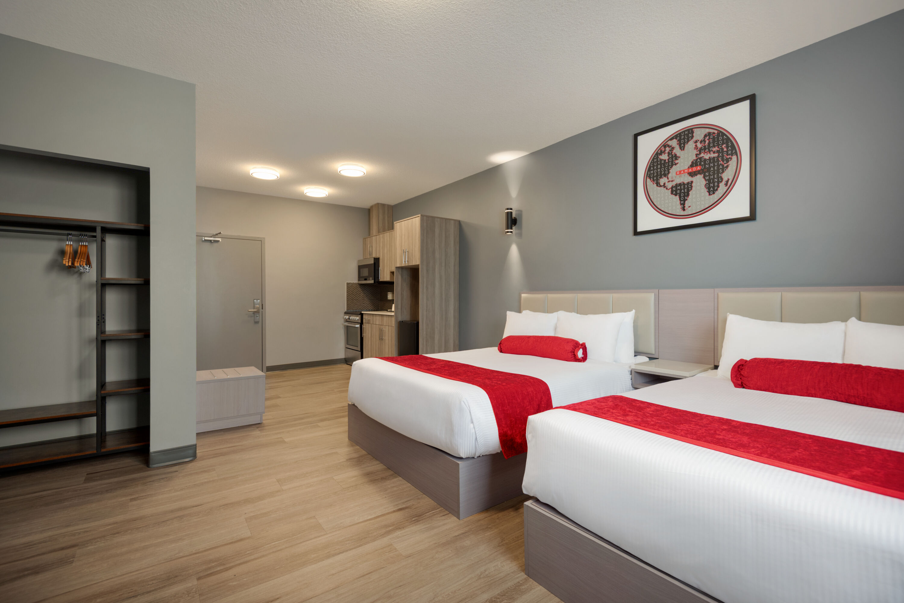 Guest room at the Ramada by Wyndham West Edmonton Hotel & Suites in Edmonton, Alberta