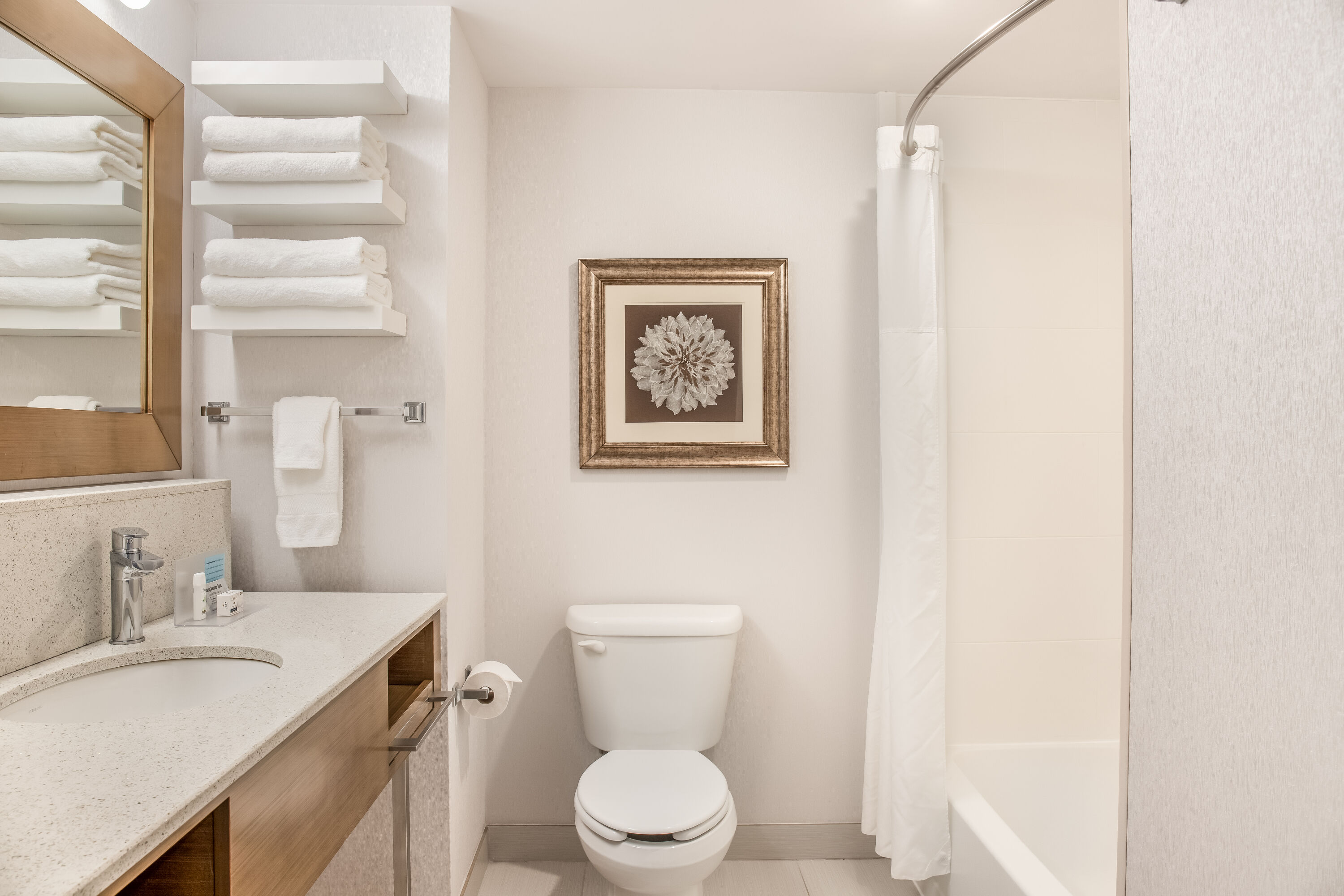 Guest room bath at the Ramada by Wyndham St. Paul AB in St Paul, Alberta