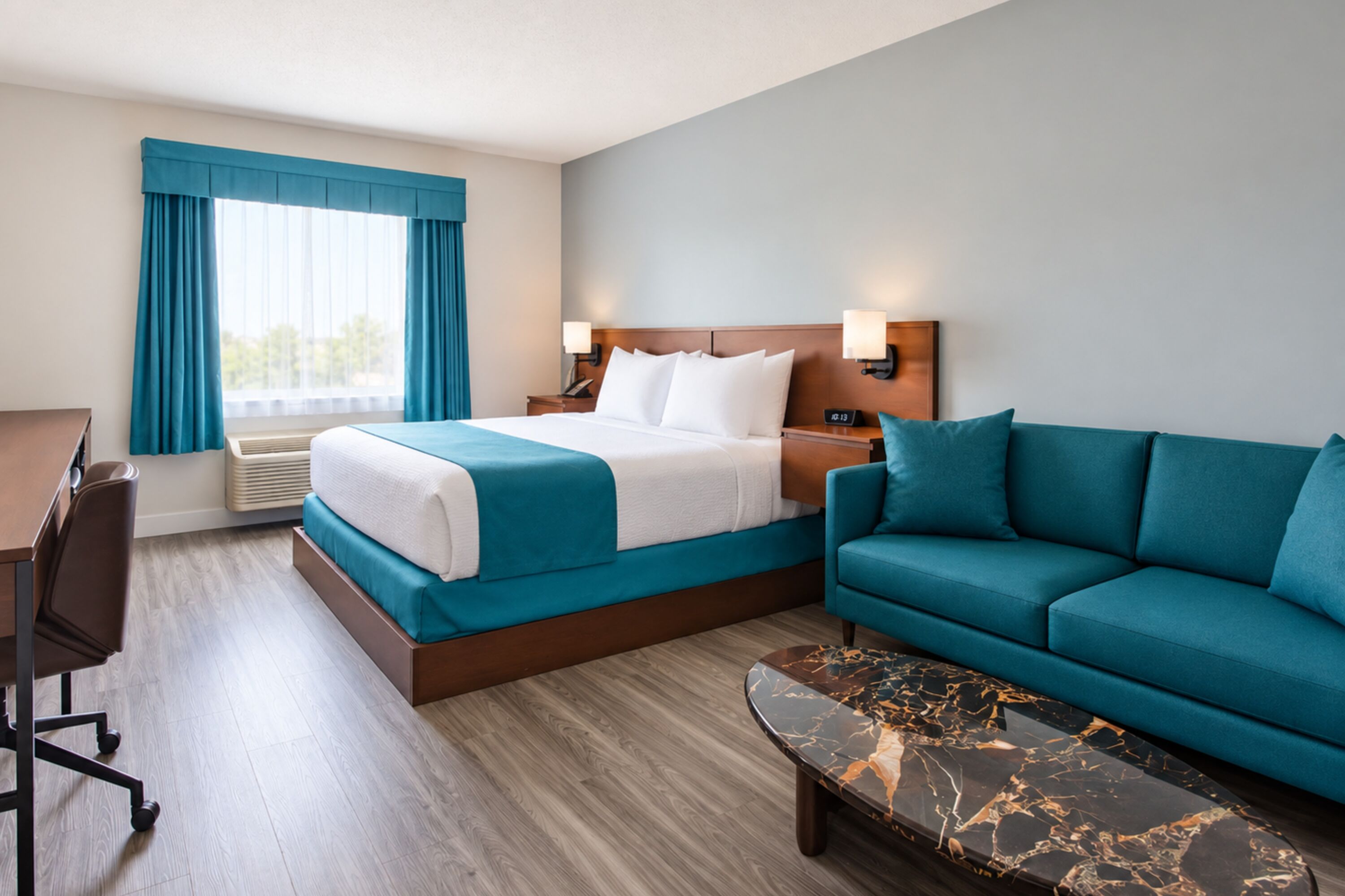 Guest room at the Ramada by Wyndham Surrey/Langley in Surrey, British Columbia