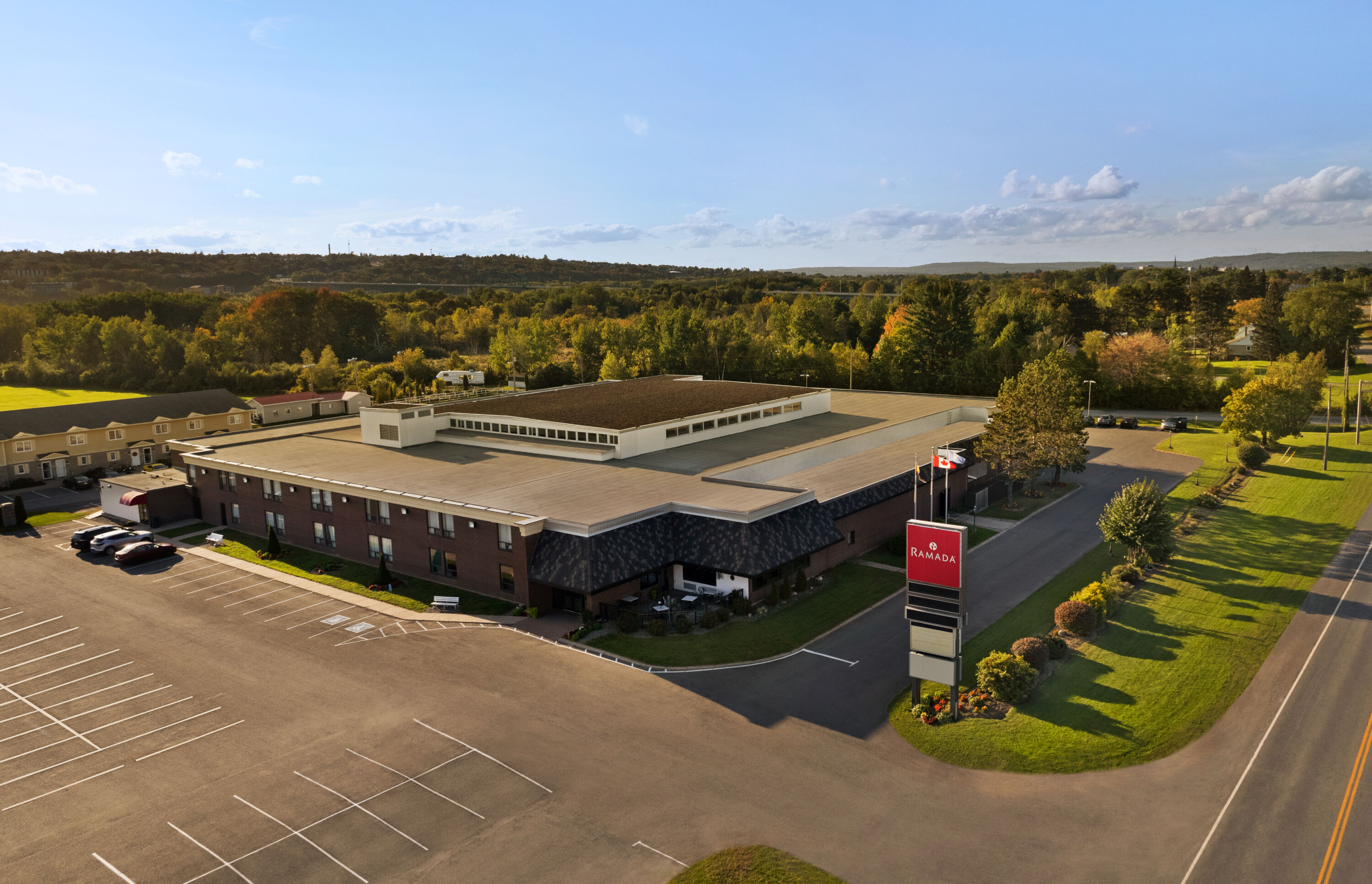 Aerial View of Ramada by Wyndham Fredericton hotel in Fredericton, New Brunswick