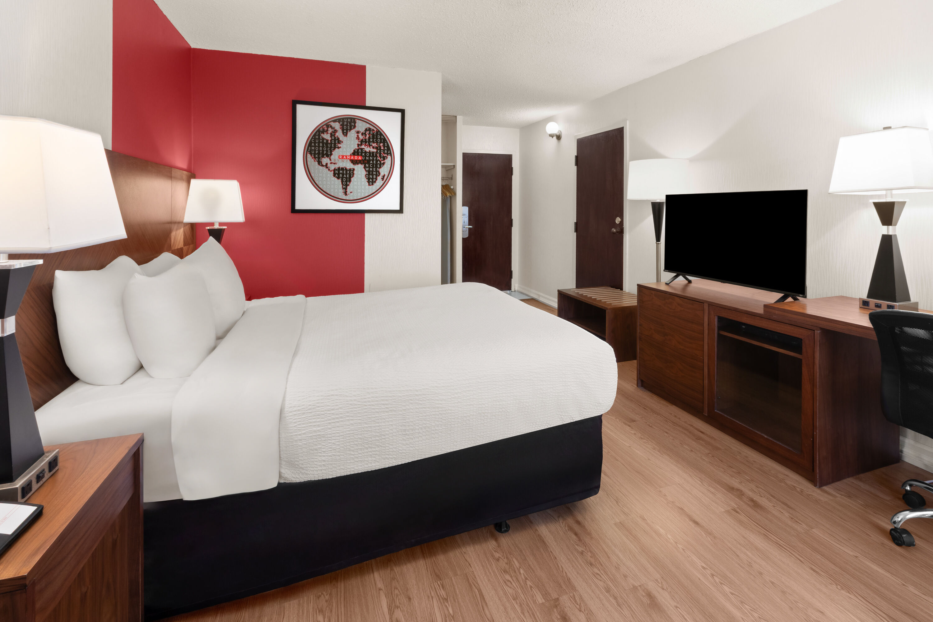 Guest room at the Ramada by Wyndham Arnprior in Arnprior, Ontario