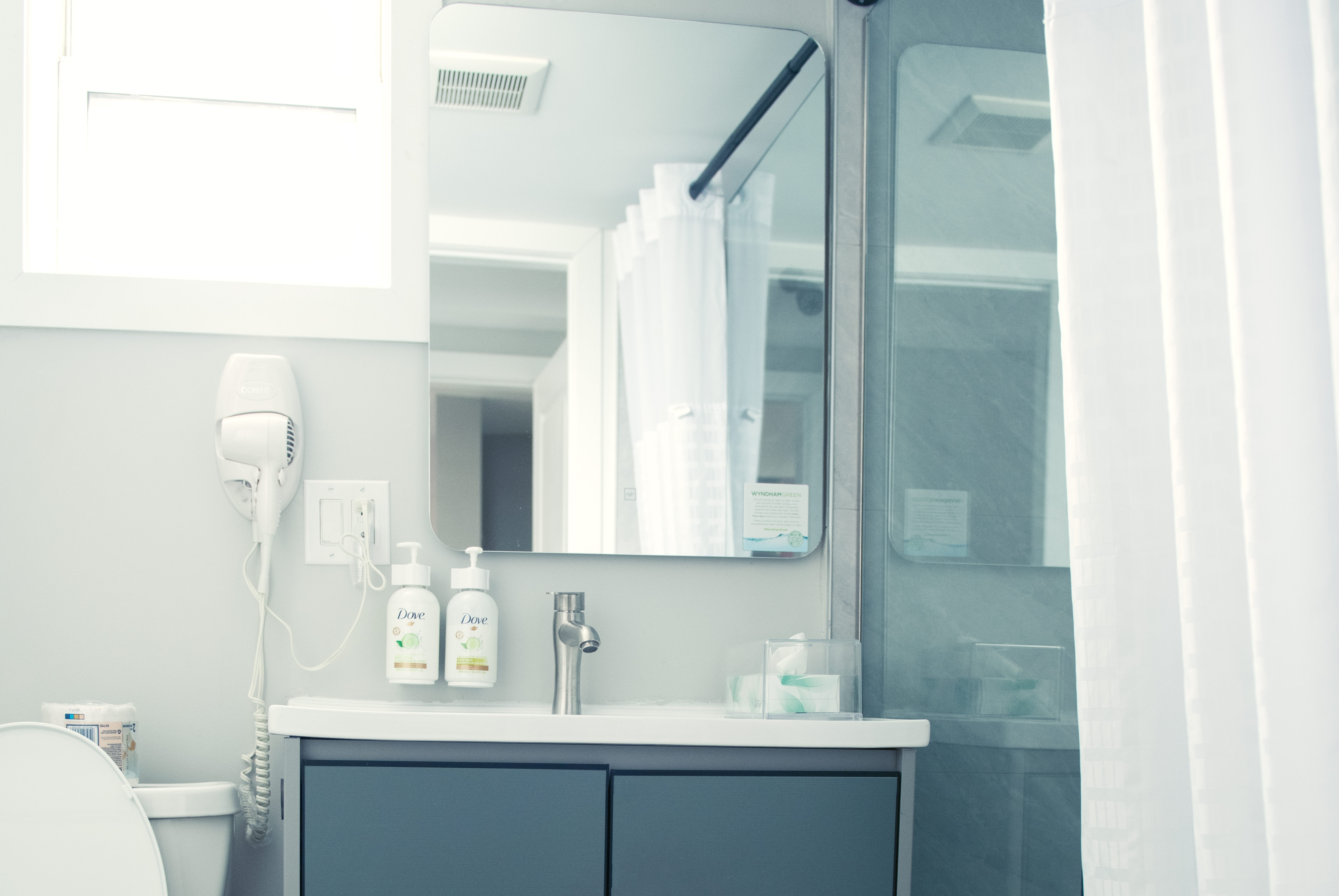 Guest room bath at the Ramada by Wyndham Kirkland Lake in Kirkland Lake, Ontario