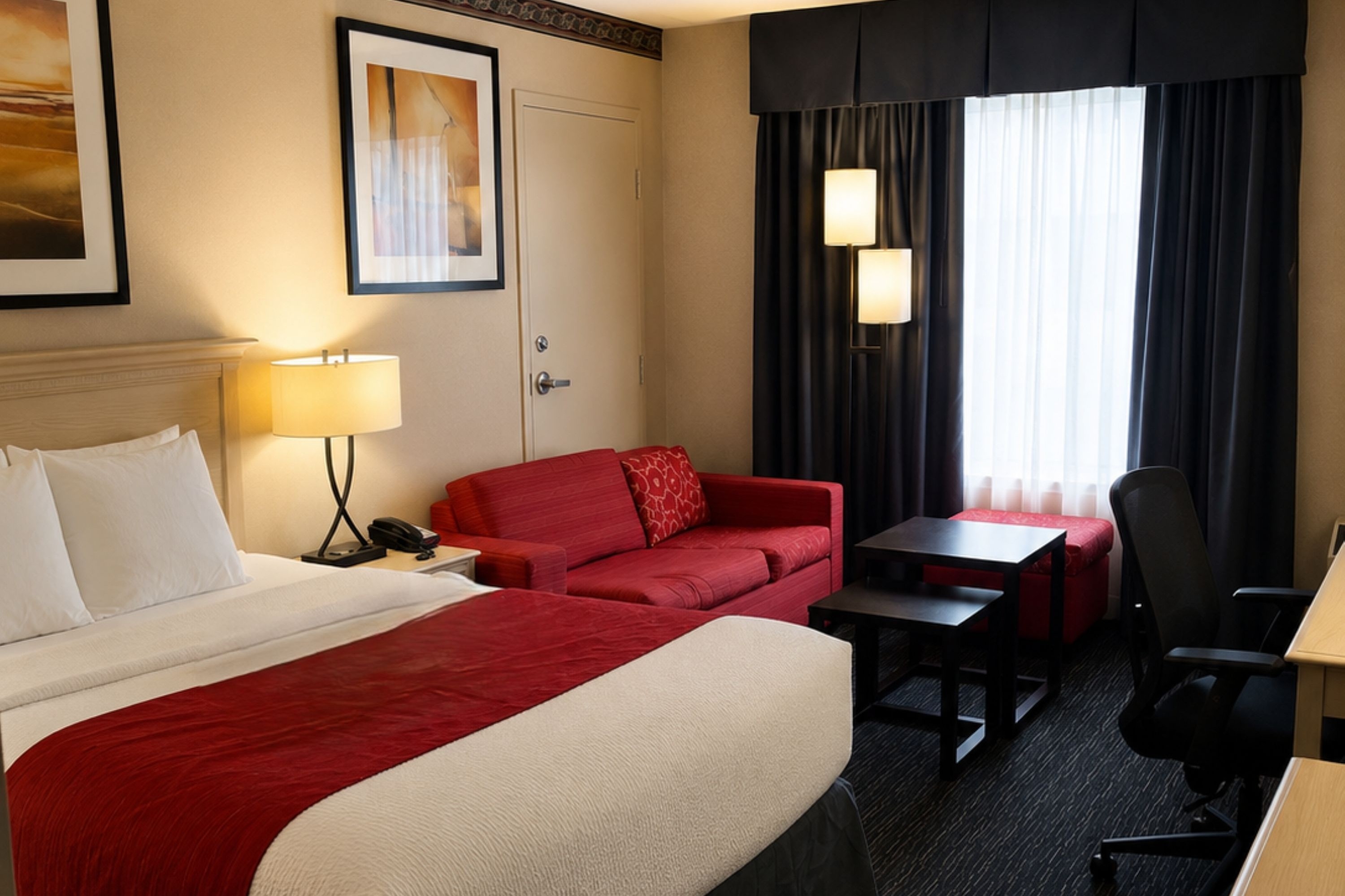 Guest room at the Ramada by Wyndham Trenton in Trenton, Ontario