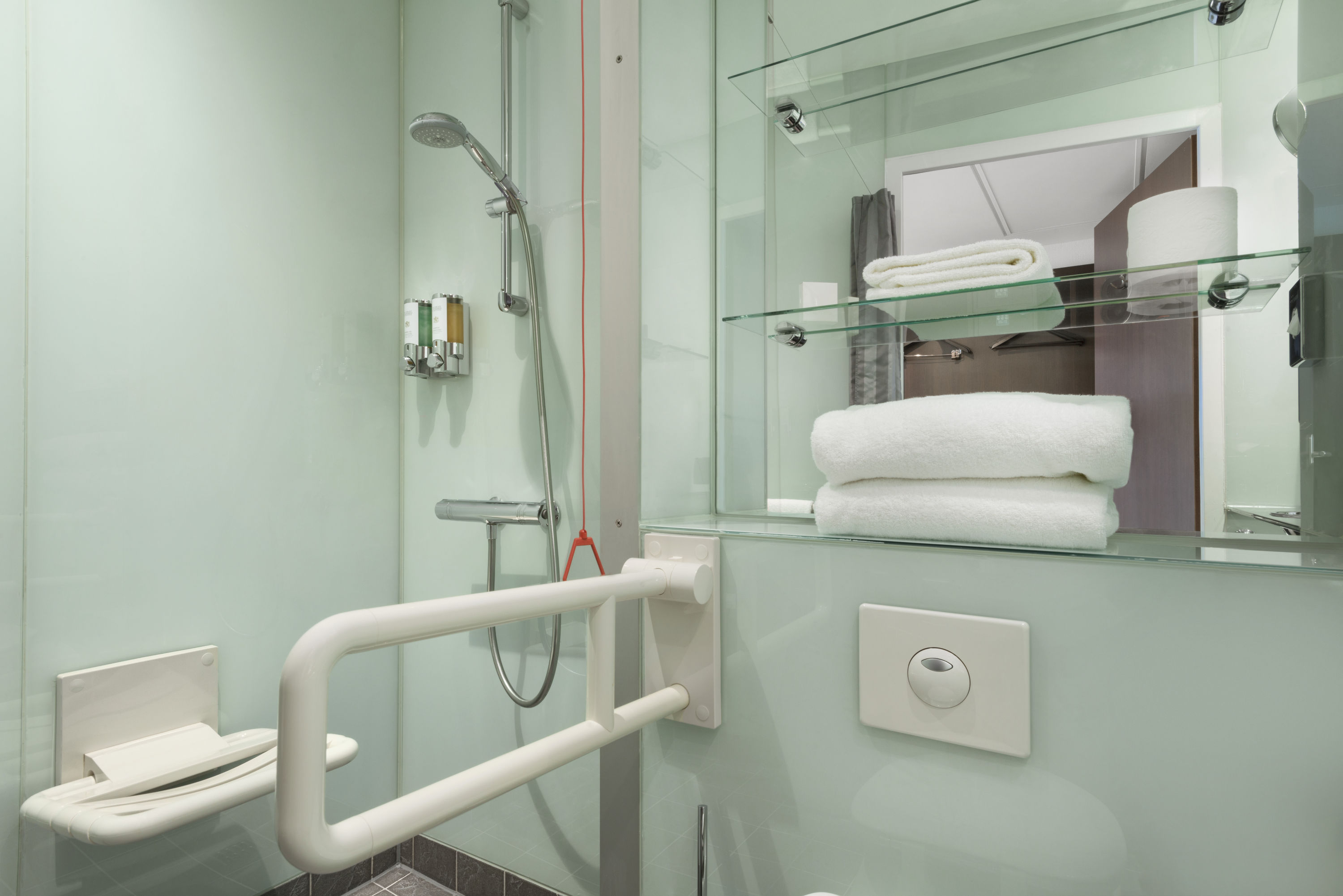 Guest room bath at the Ramada Encore by Wyndham Geneva in Geneve, Other than US/Canada