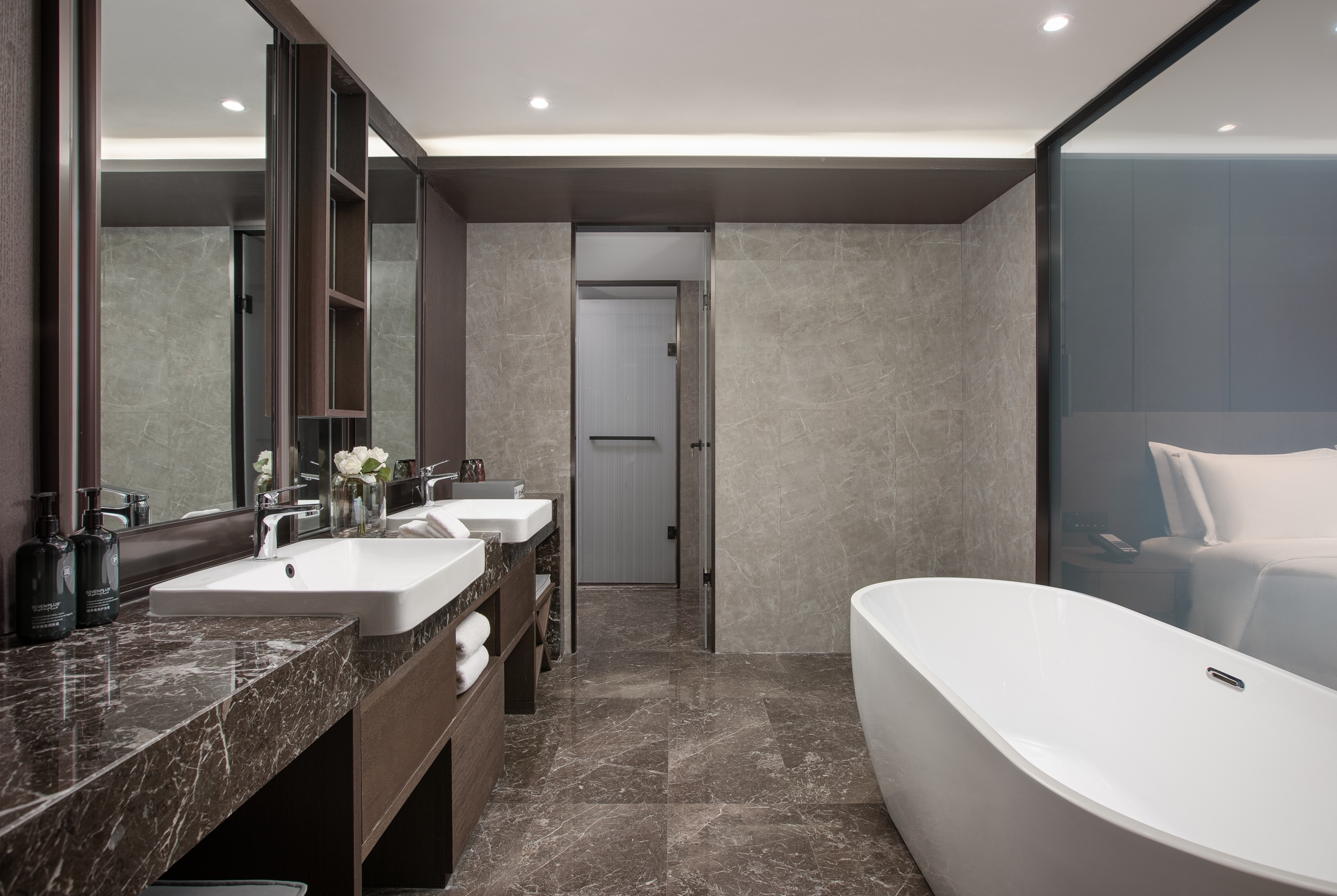 Guest room bath at the Ramada by Wyndham Bayannur in Bayannur, Other than US/Canada