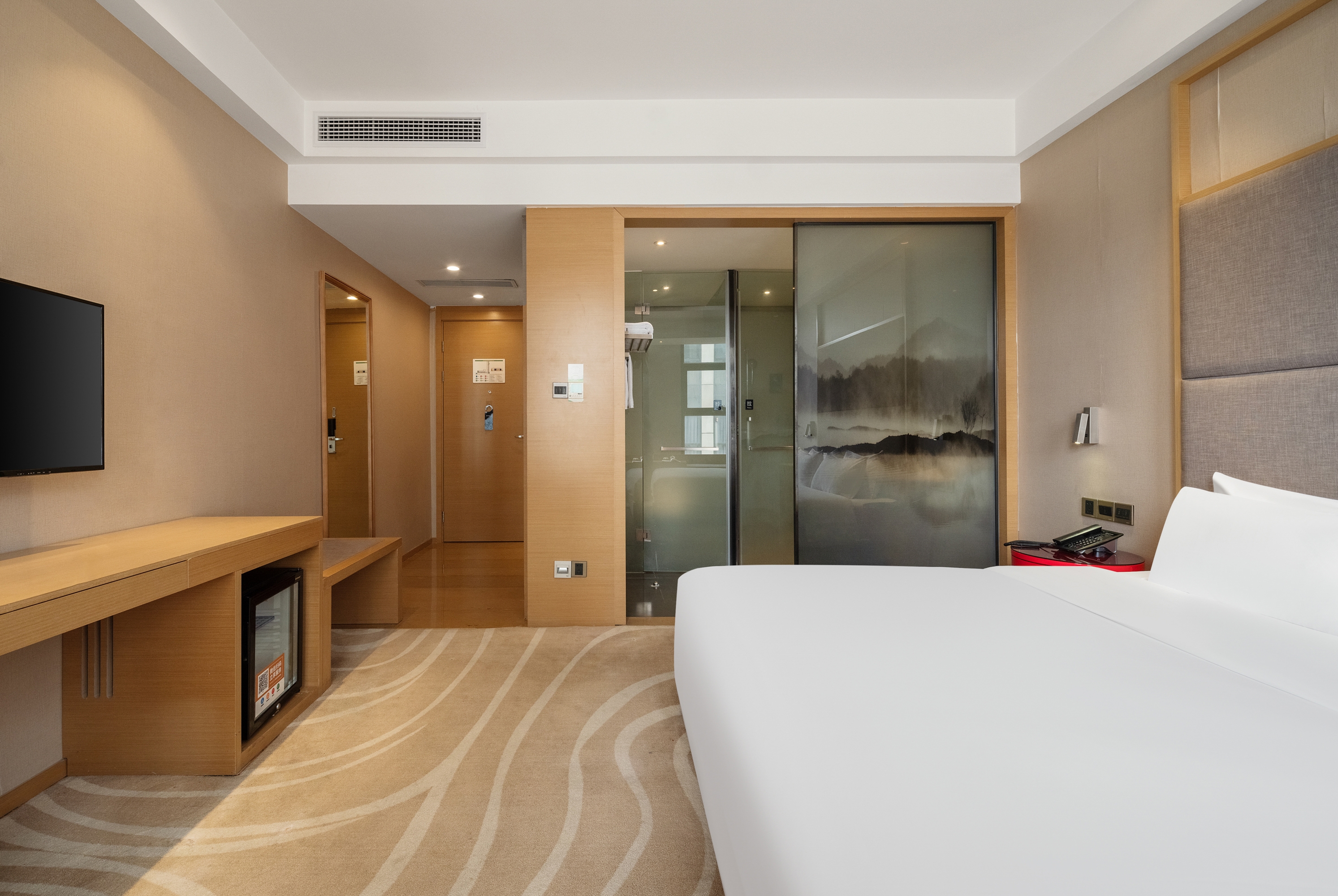 King bed guest room at the Ramada Encore by Wyndham Jintang in Chengdu, Other than US/Canada