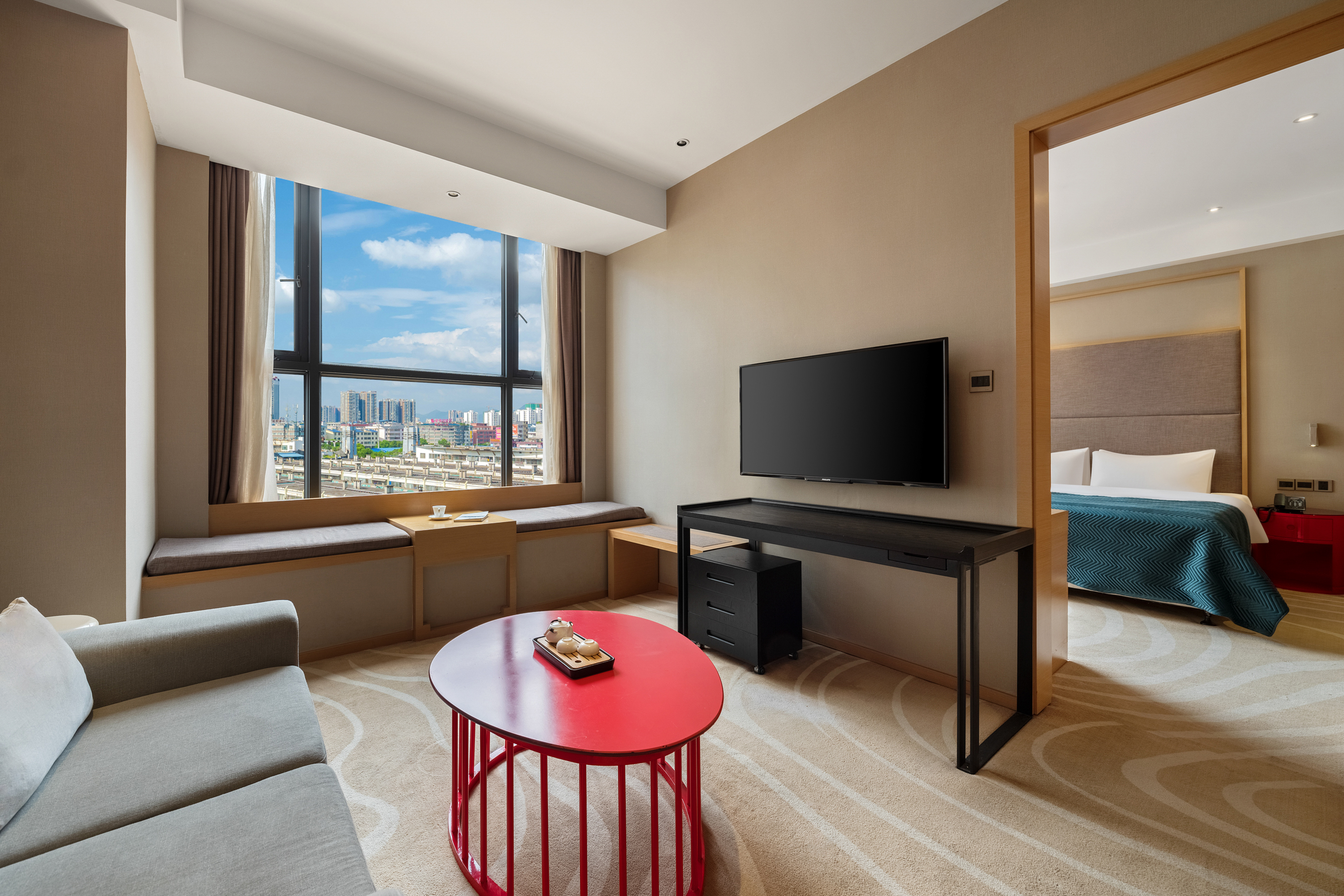 Guest room at the Ramada Encore by Wyndham Jintang in Chengdu, Other than US/Canada