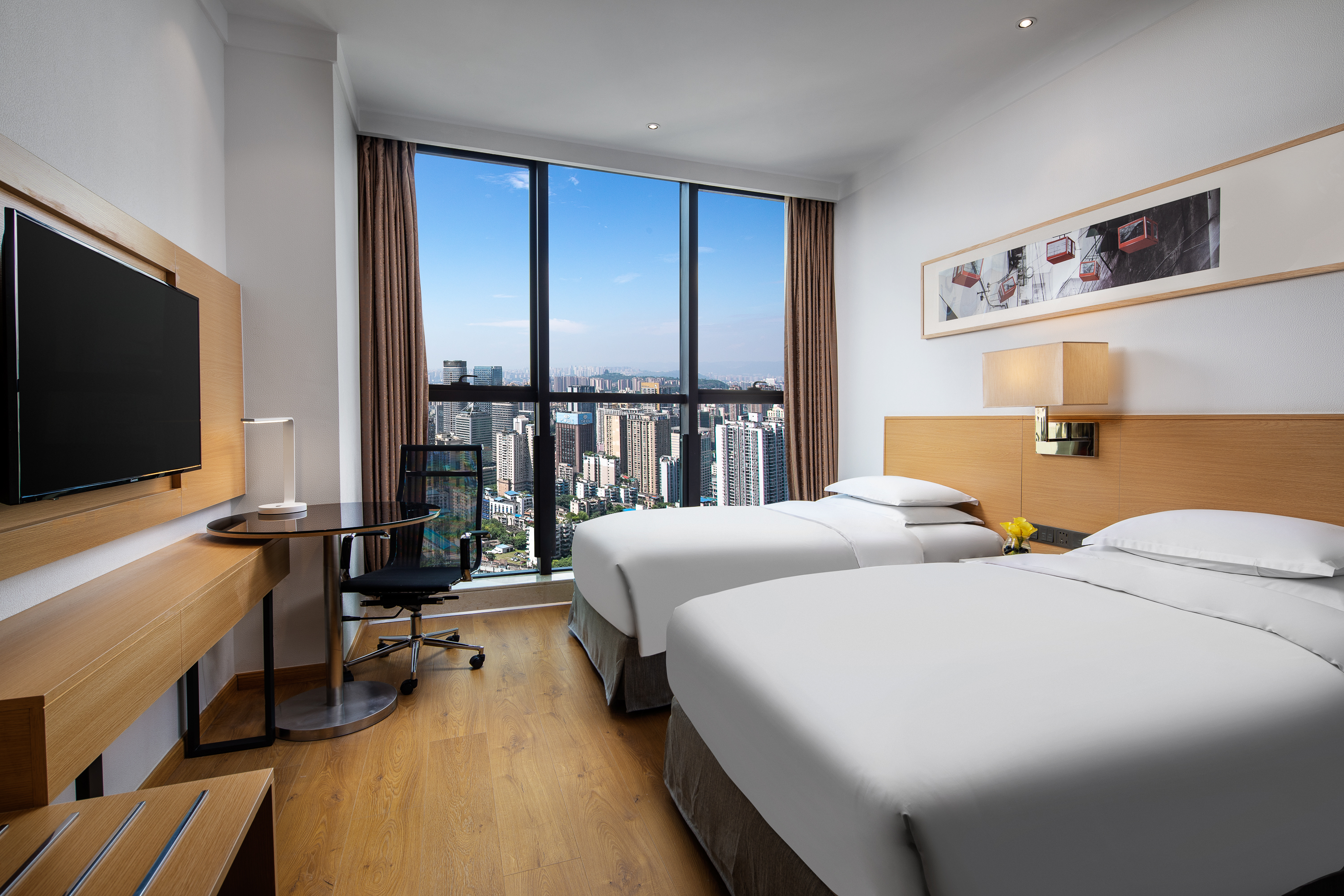 Double bed guest room at the Ramada Encore by Wyndham Chongqing Yubei in Chongqing, Other than US/Canada