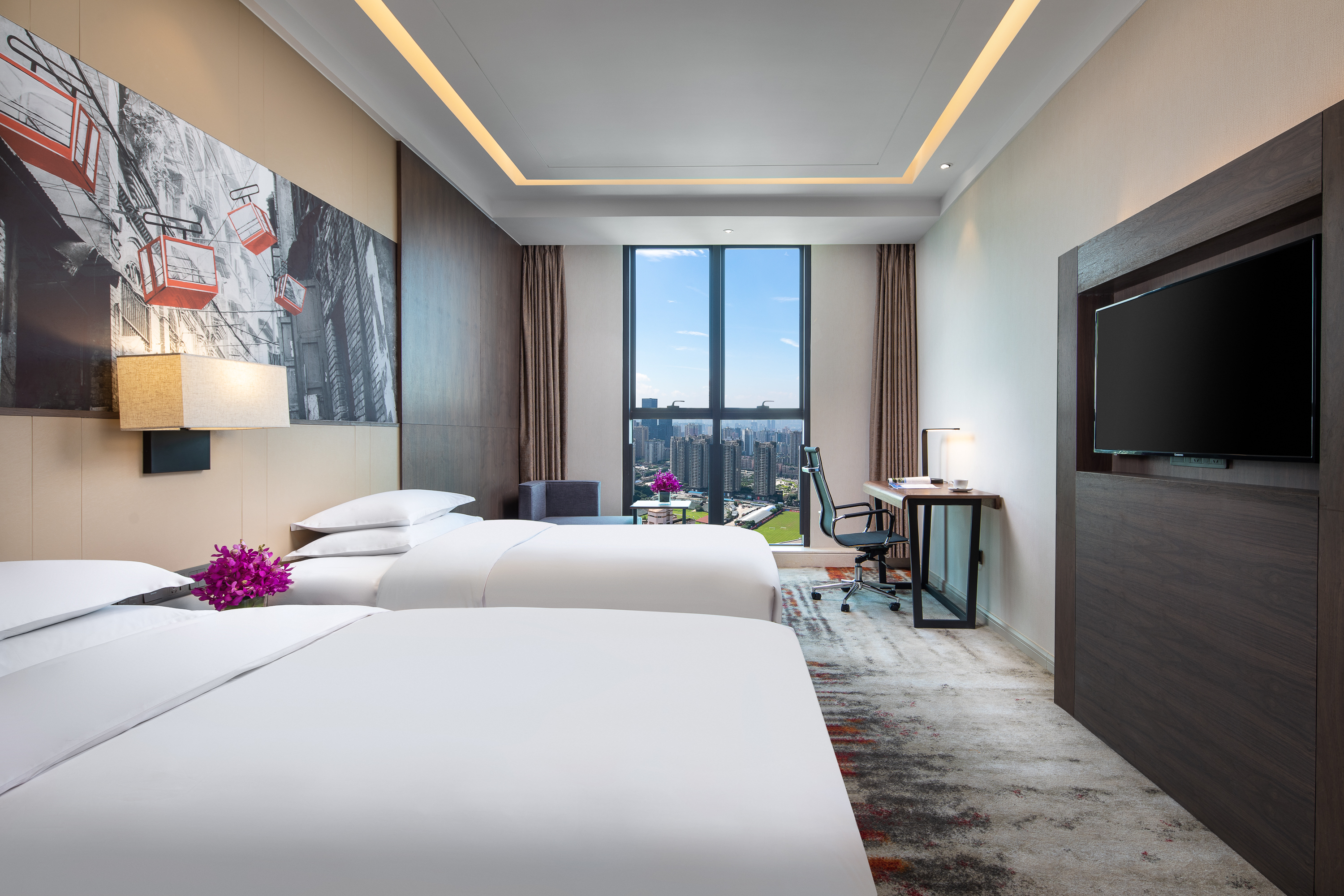 Guest room at the Ramada Encore by Wyndham Chongqing Yubei in Chongqing, Other than US/Canada