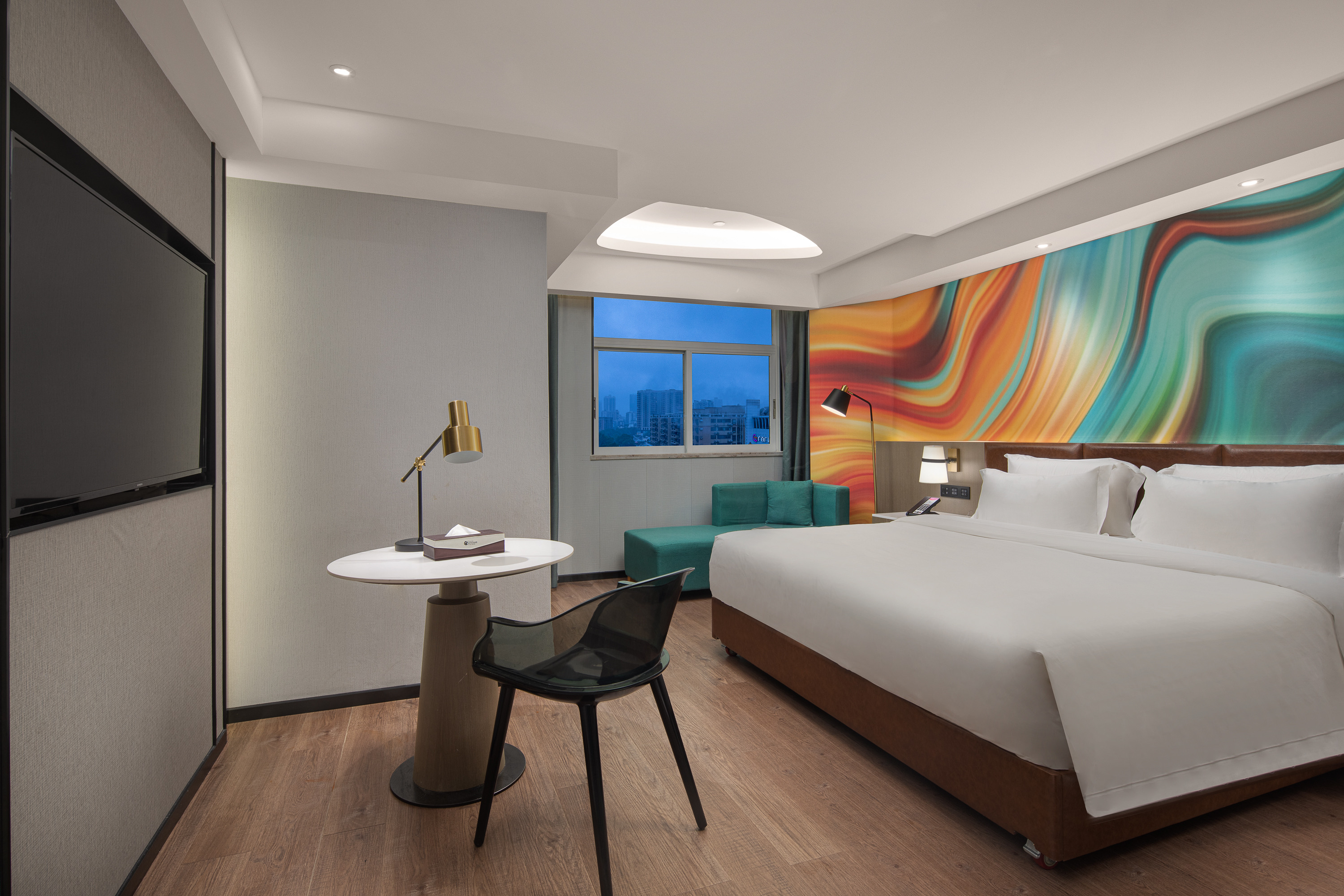 Guest room at the Ramada Encore by Wyndham Guangzhou Jiangnan West in Guangzhou, Other than US/Canada