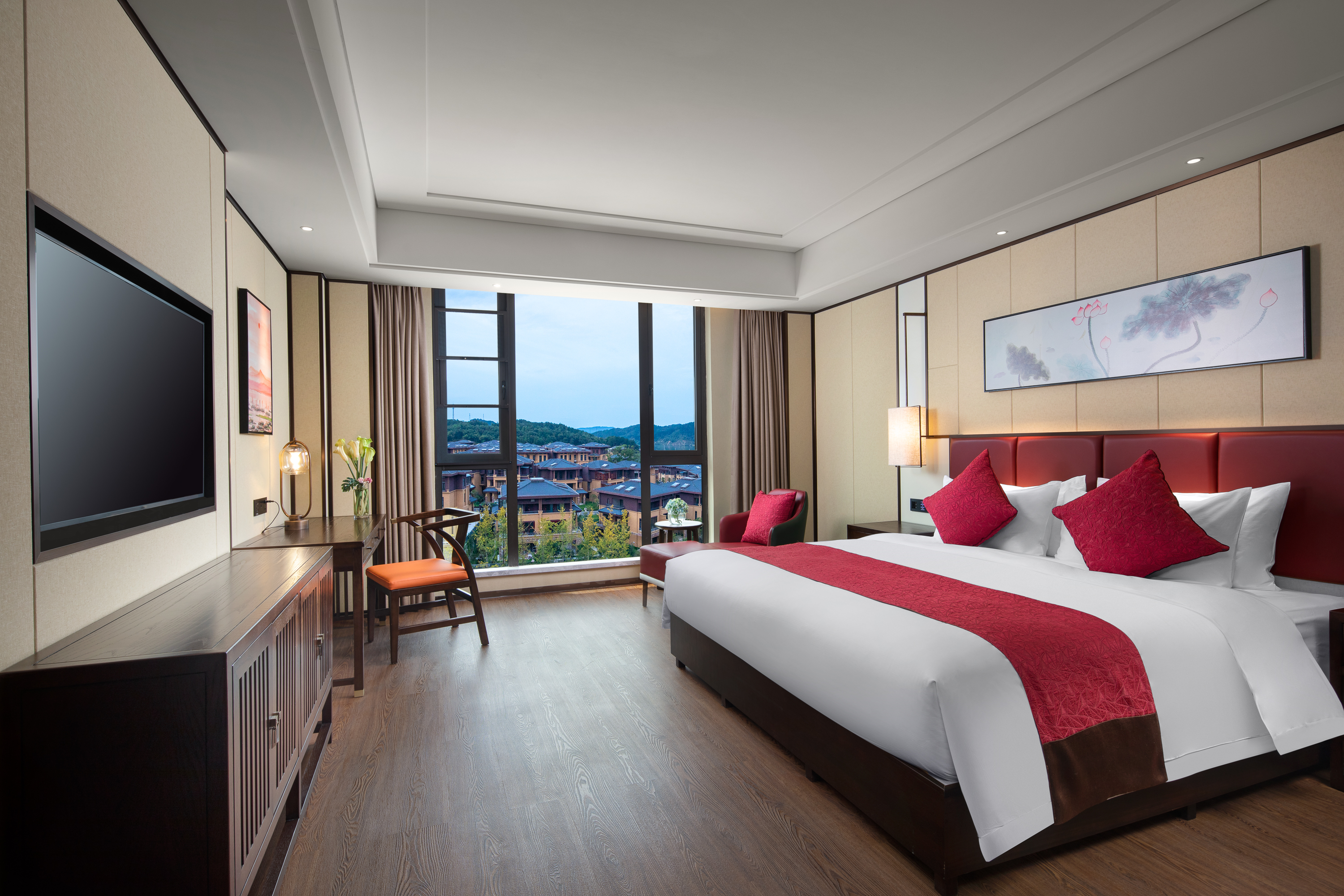 Guest room at the Ramada by Wyndham Yingshan Jiulongwan Resort in Huanggang, Other than US/Canada