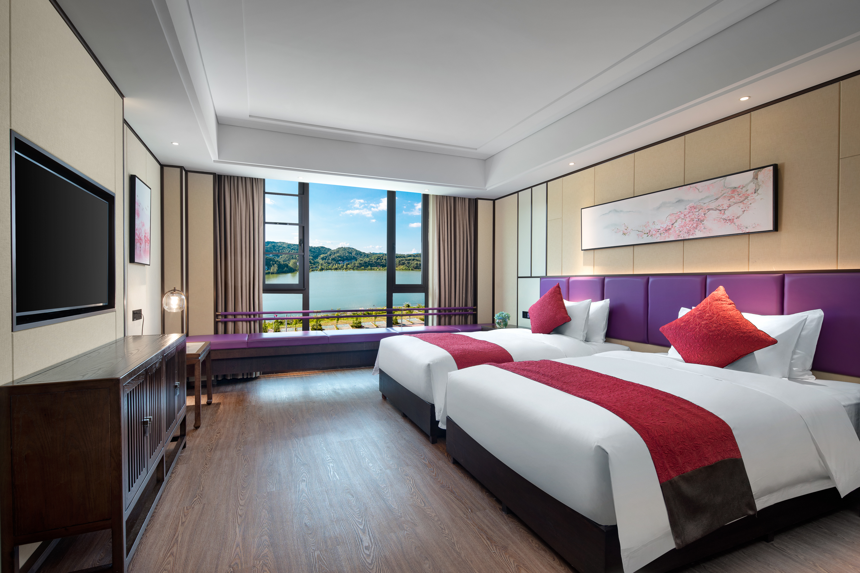 Guest room at the Ramada by Wyndham Yingshan Jiulongwan Resort in Huanggang, Other than US/Canada