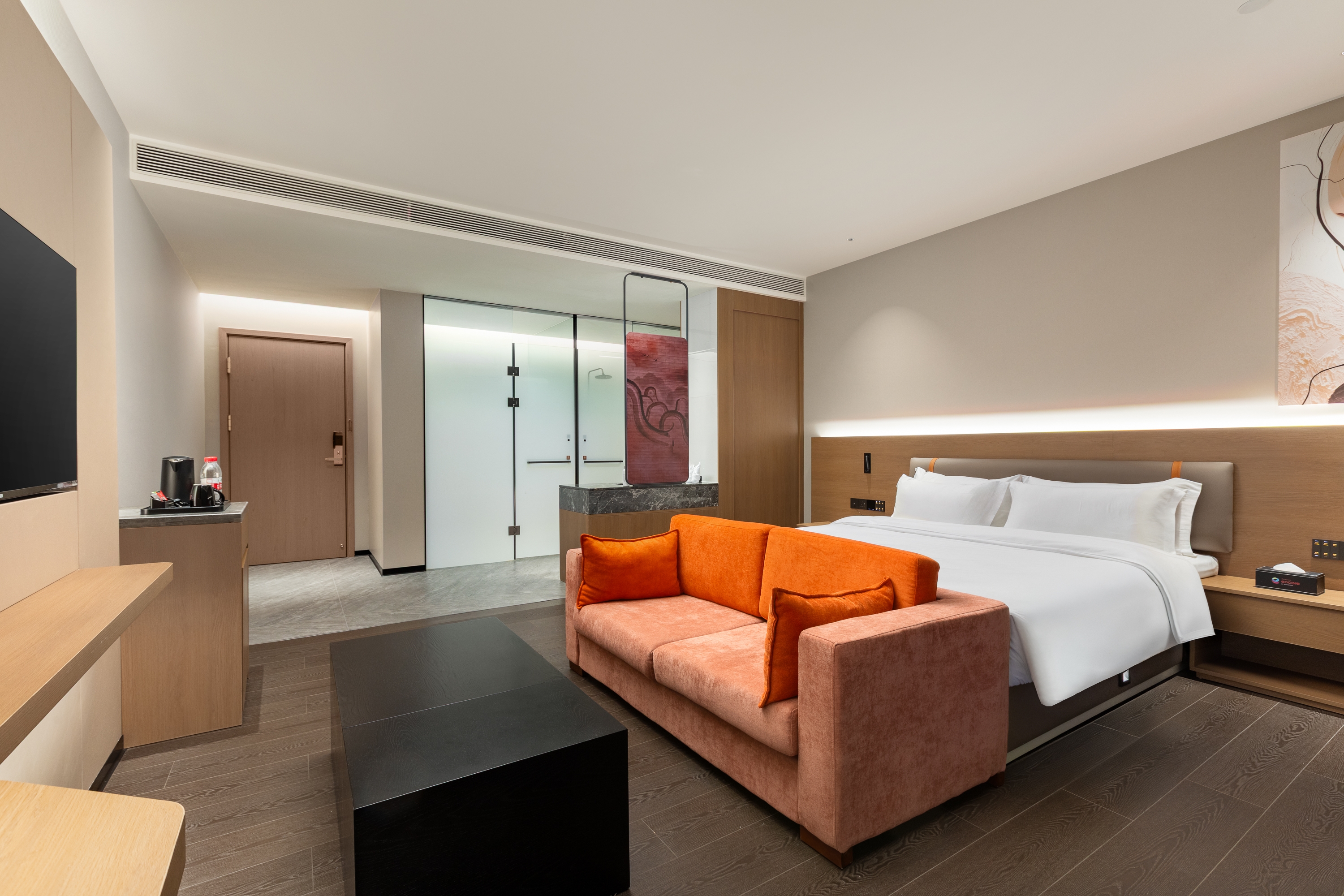 Guest room at the Ramada Encore by Wyndham Huizhou Huidong in Huizhou, Other than US/Canada