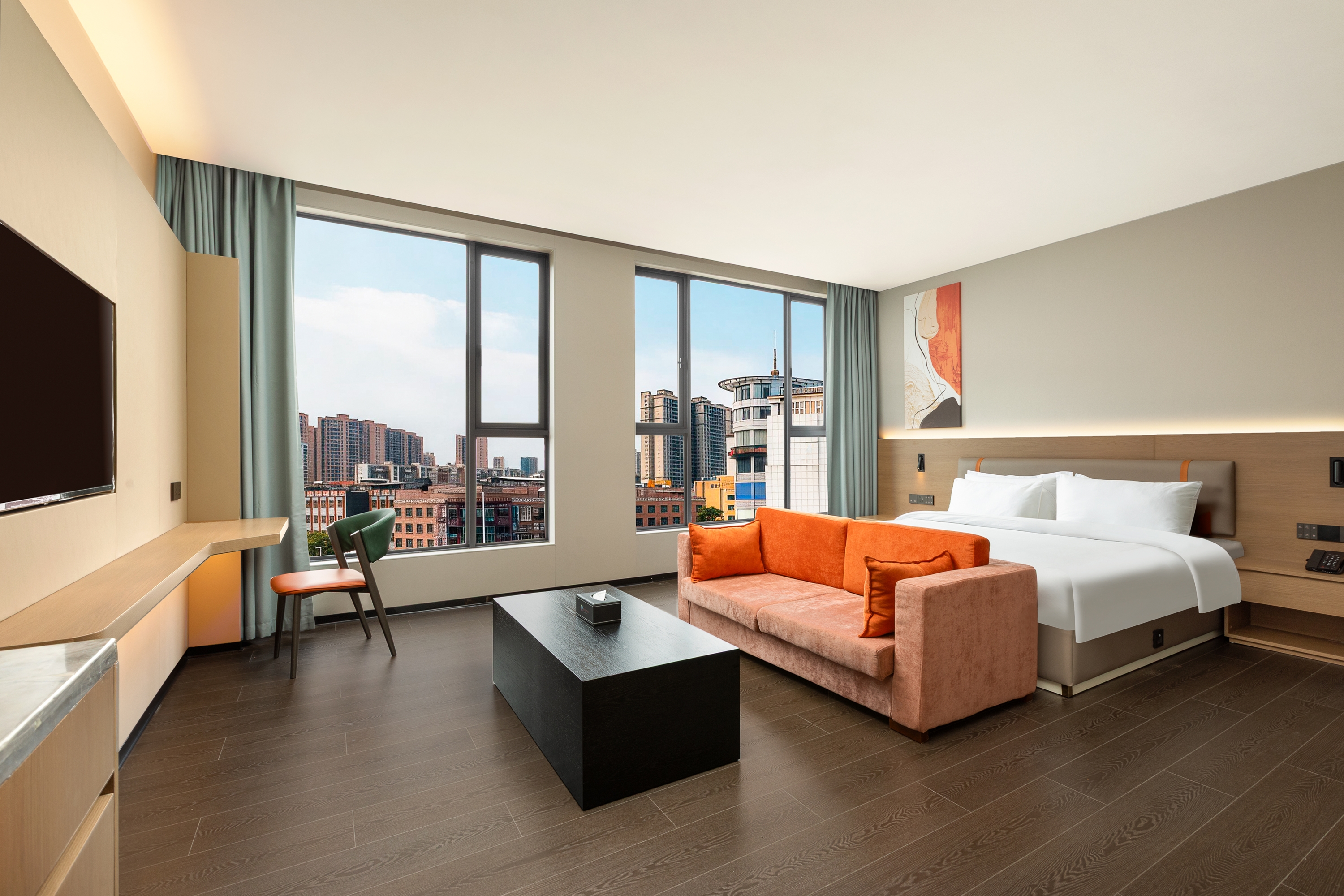 Guest room at the Ramada Encore by Wyndham Huizhou Huidong in Huizhou, Other than US/Canada