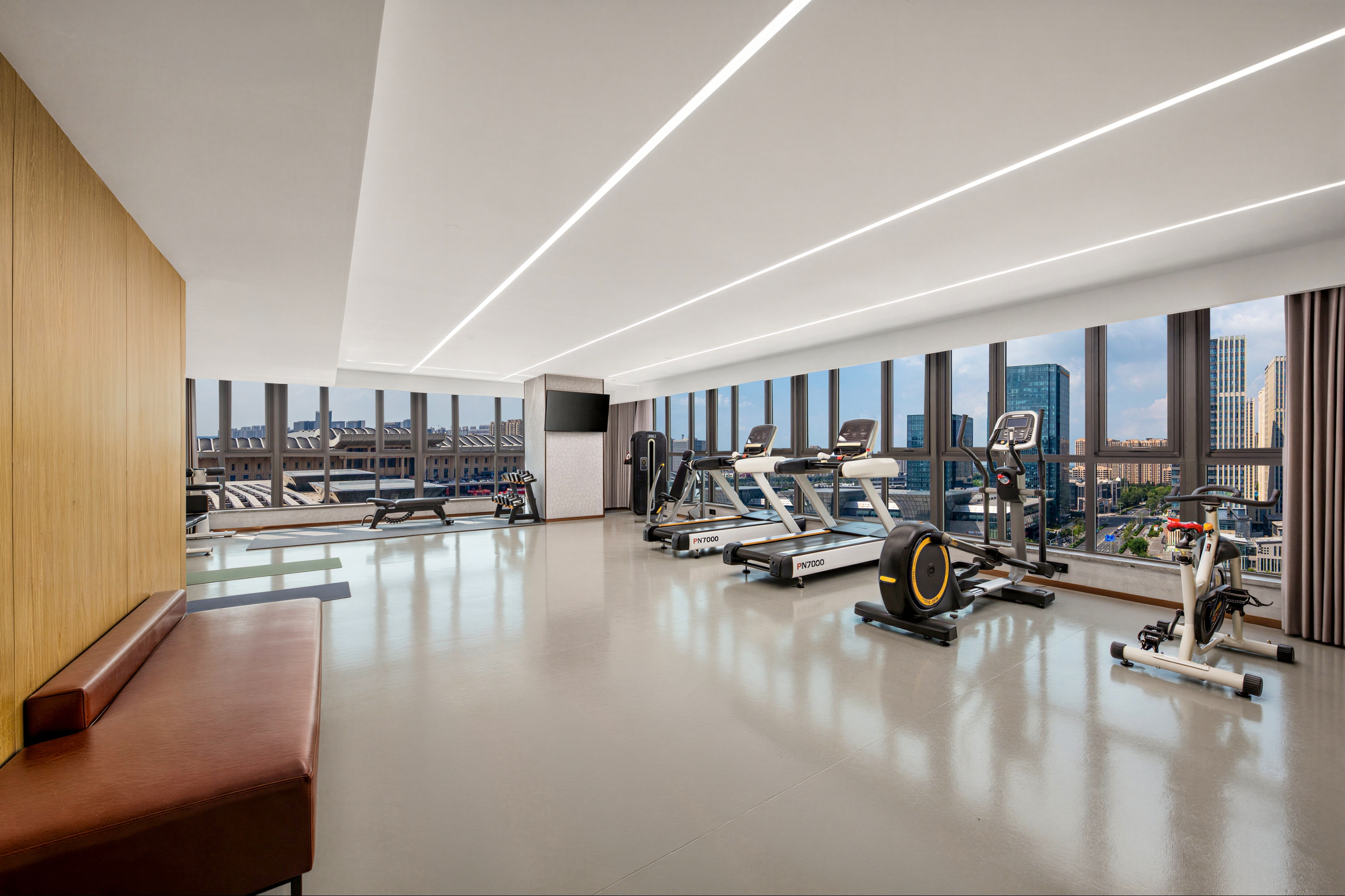 Fitness room at Ramada Plaza by Wyndham Jinan West Railway Station in Jinan, Other than US/Canada