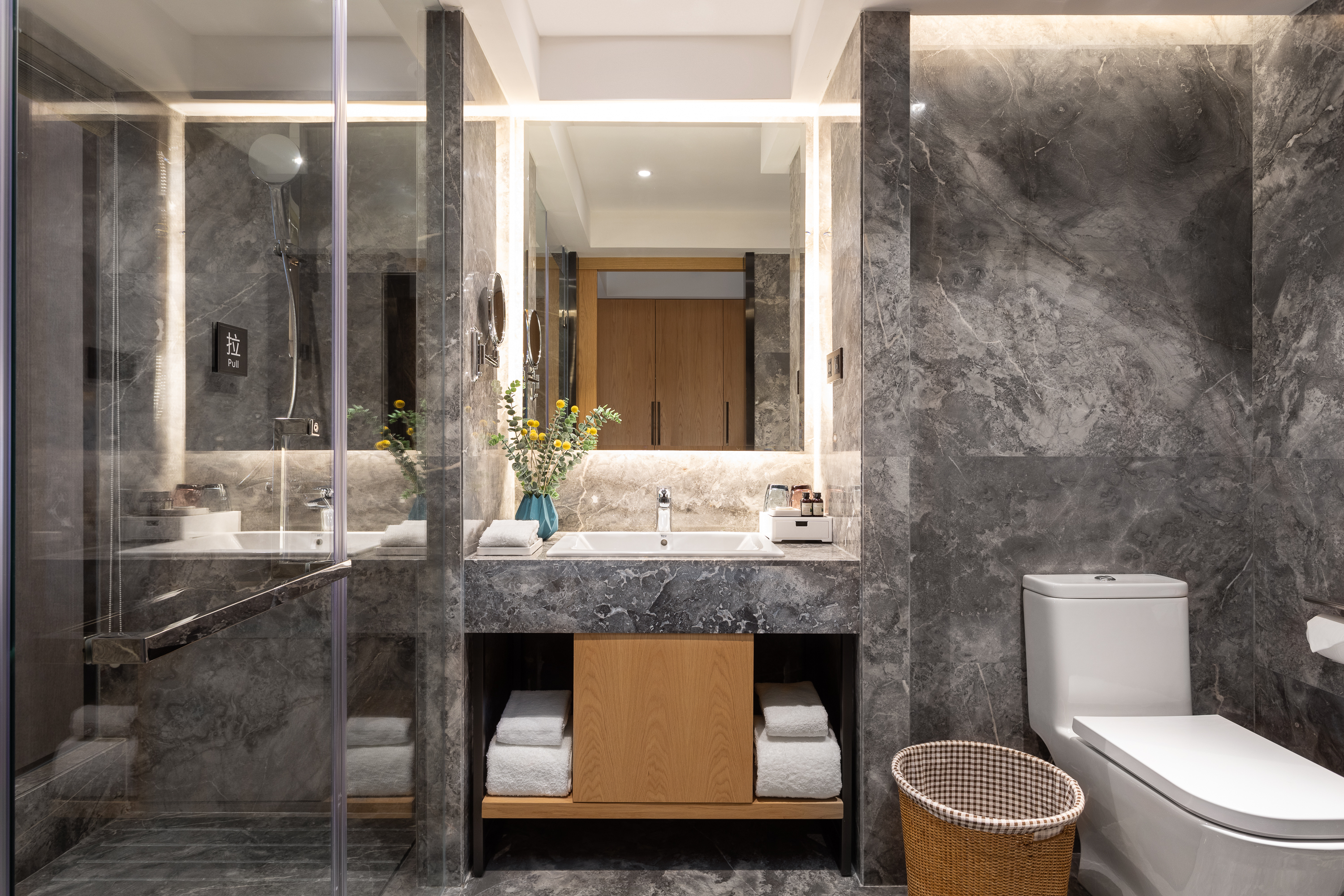 Guest room bath at the Ramada Encore by Wyndham Kunming West in Kunming, Other than US/Canada