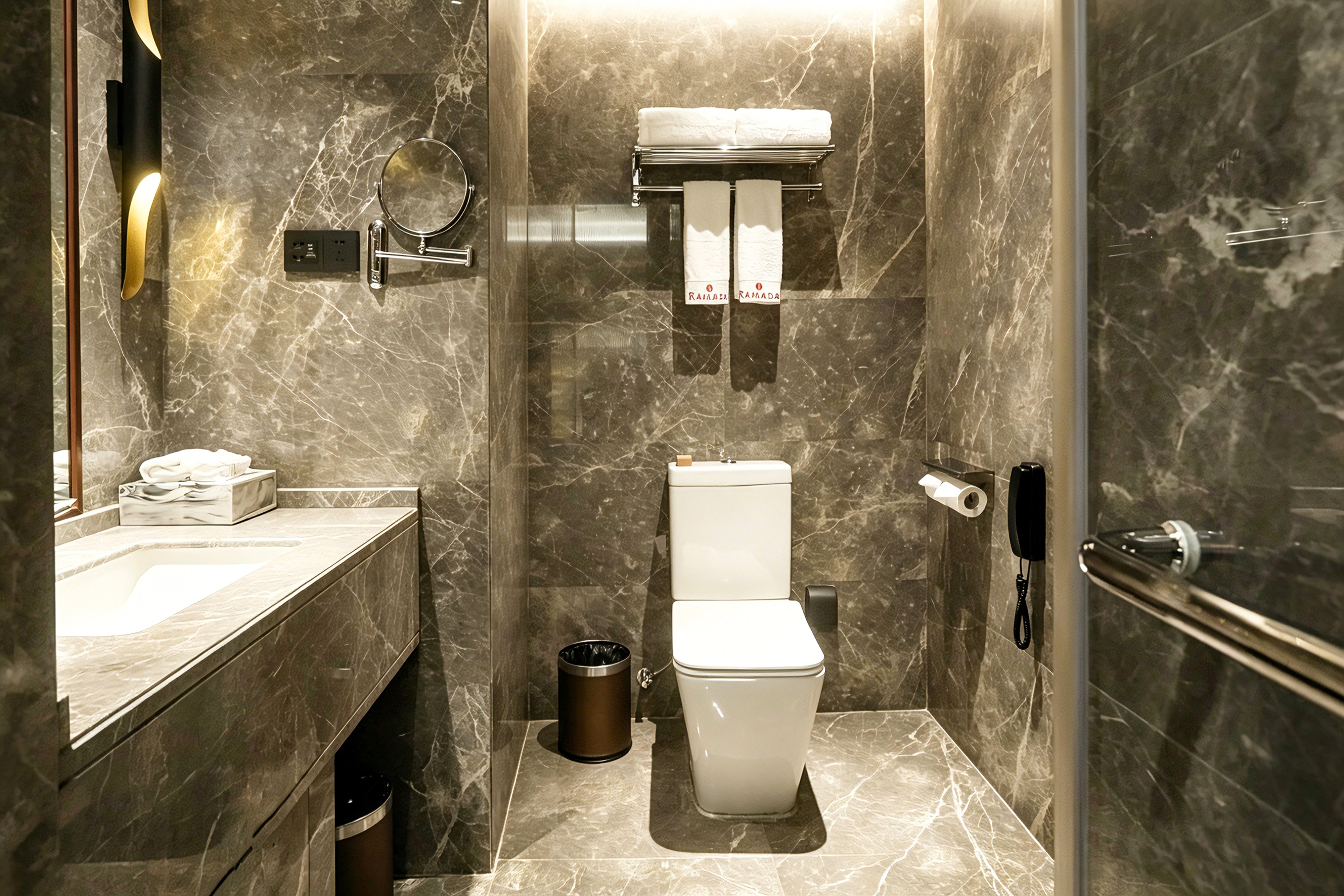 Guest room bath at the Ramada by Wyndham Leshan in Leshan, Other than US/Canada