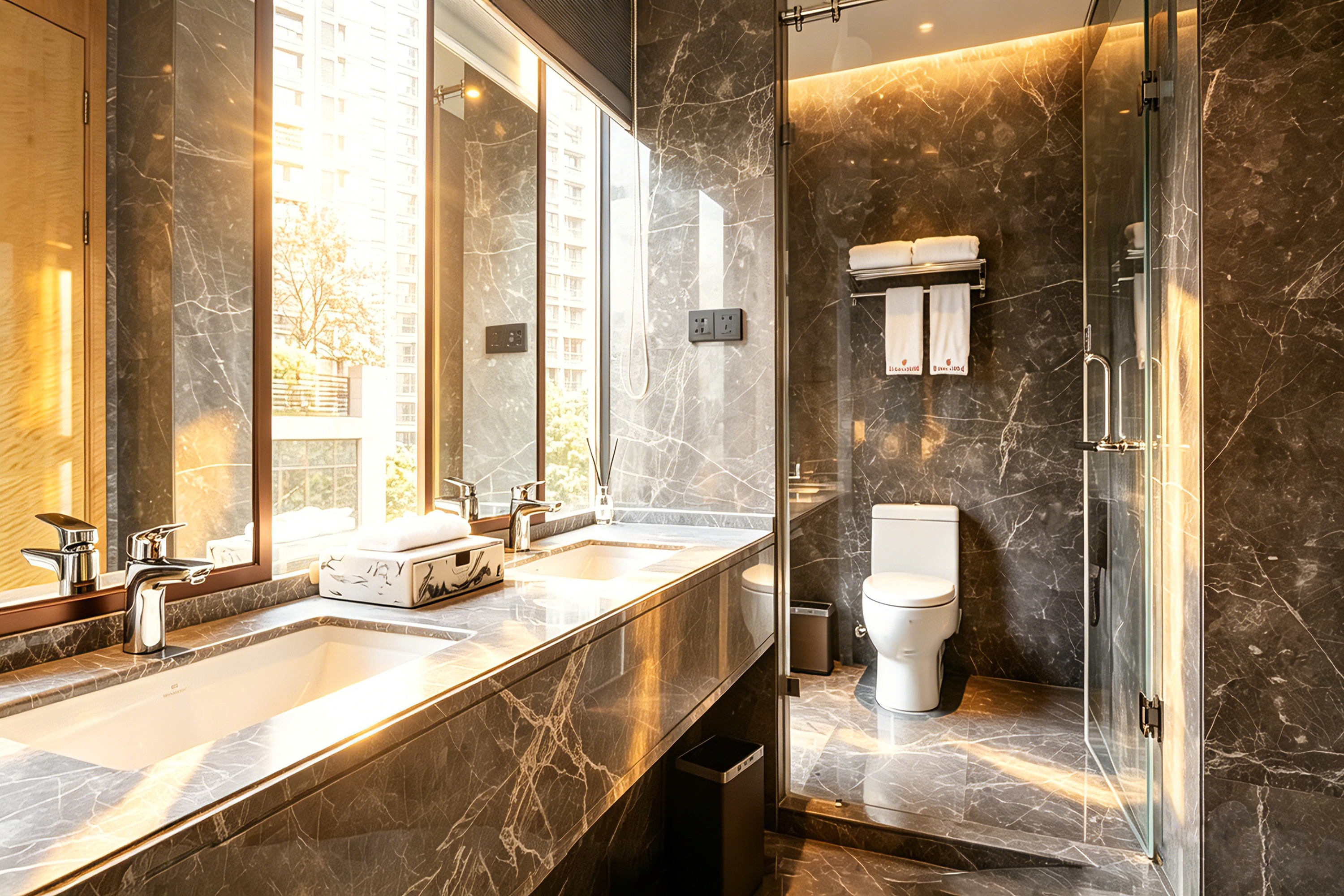 Guest room bath at the Ramada by Wyndham Leshan in Leshan, Other than US/Canada