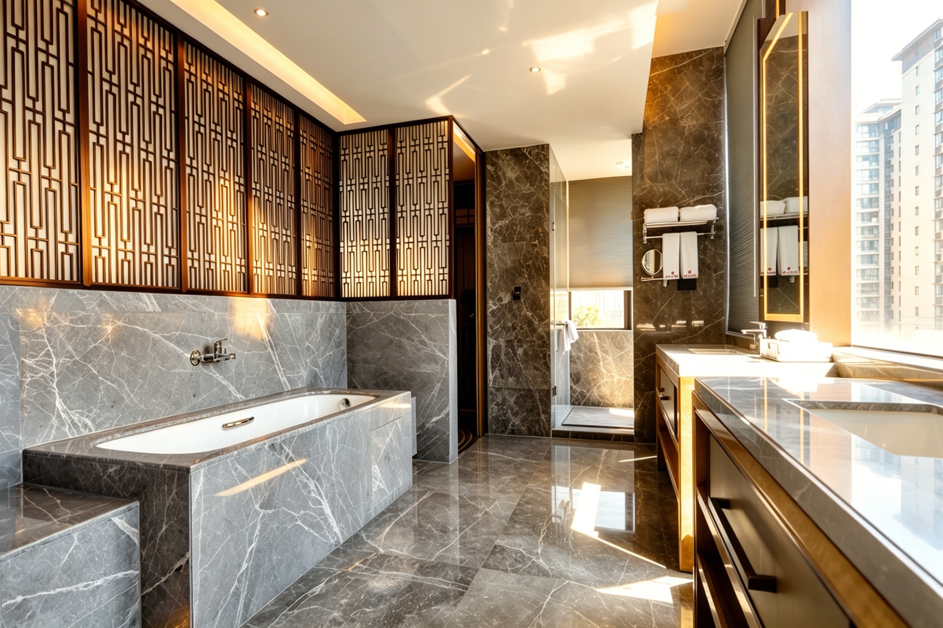 Guest room bath at the Ramada by Wyndham Leshan in Leshan, Other than US/Canada