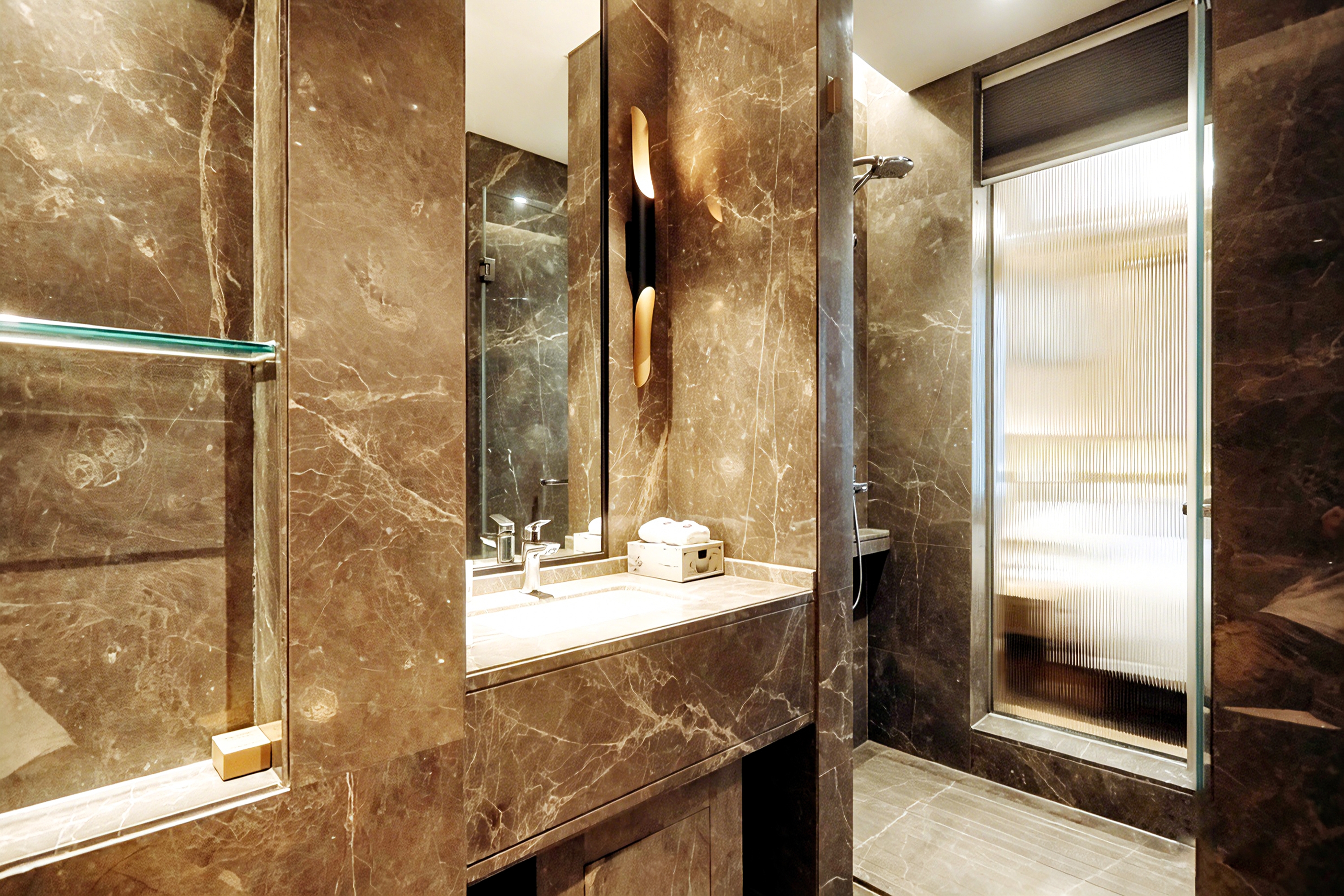 Guest room bath at the Ramada by Wyndham Leshan in Leshan, Other than US/Canada