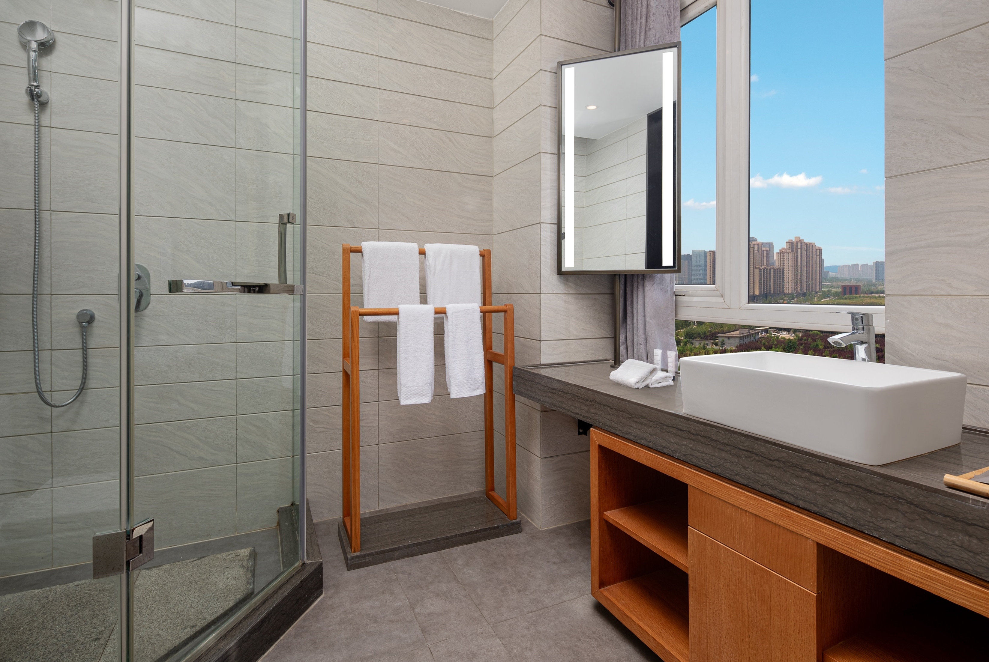 Guest room bath at the Ramada Encore by Wyndham Xian Weiyang in Shaanxi, Other than US/Canada