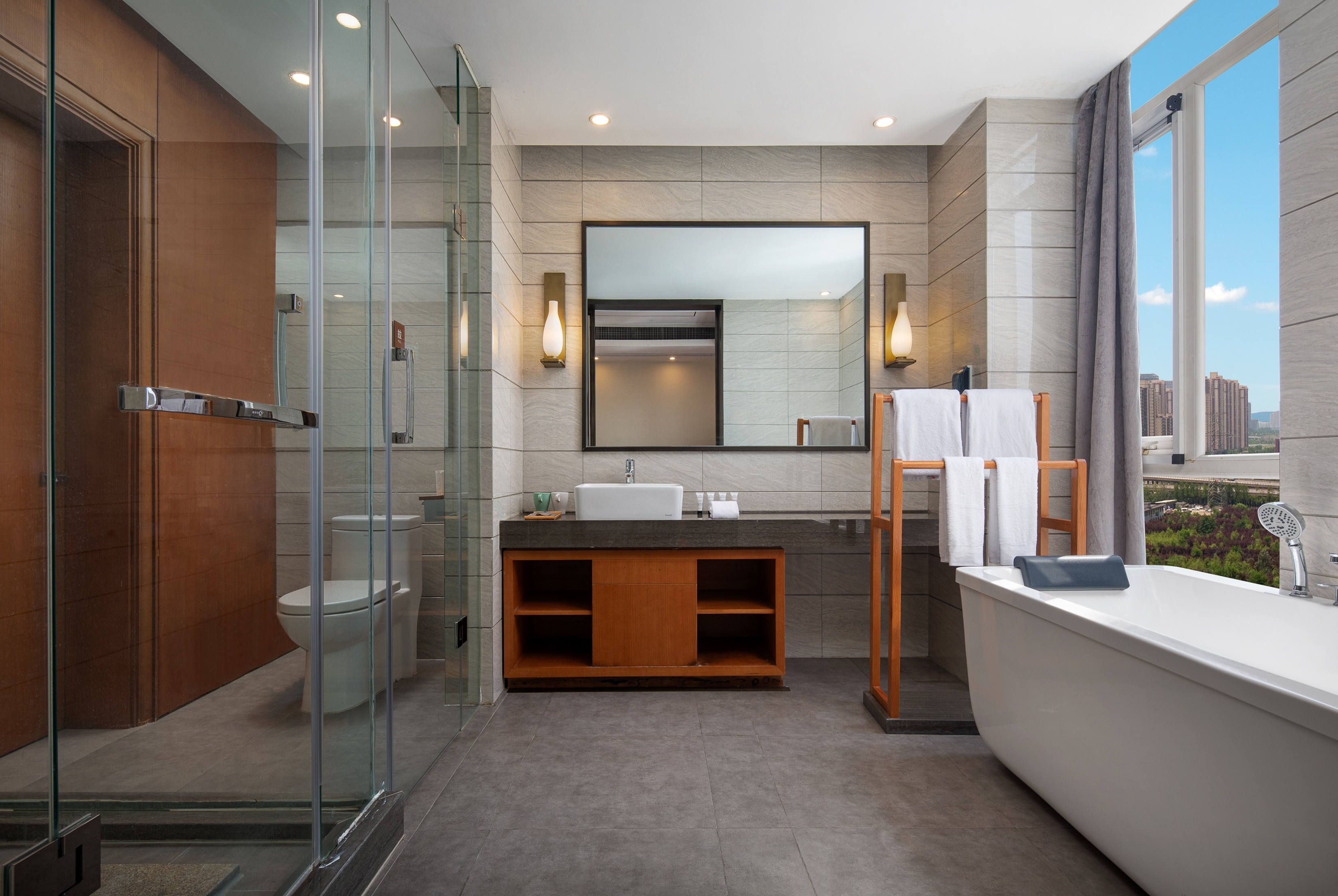 Guest room bath at the Ramada Encore by Wyndham Xian Weiyang in Shaanxi, Other than US/Canada