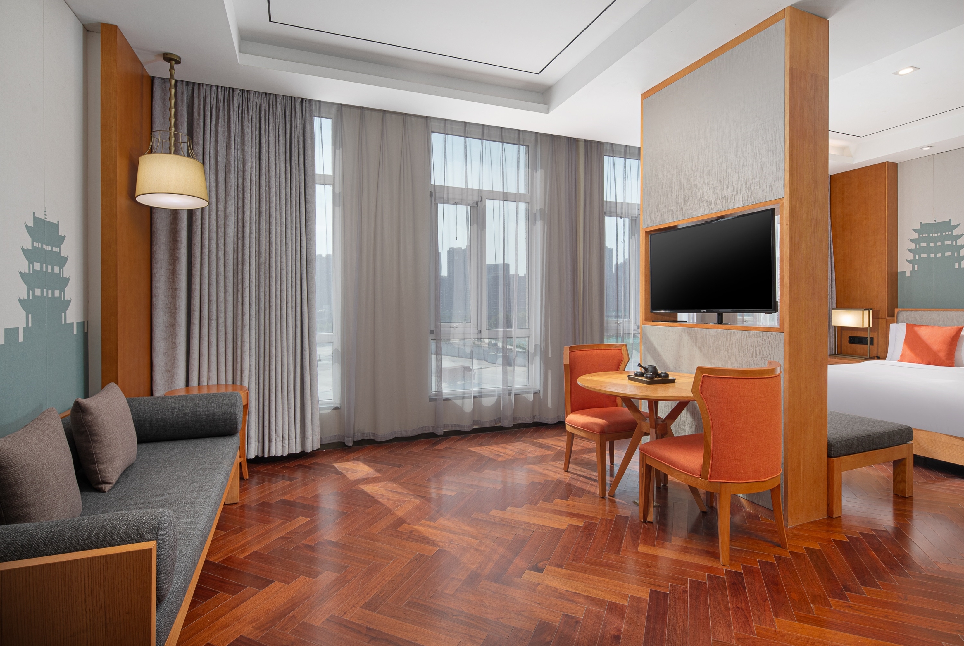 Guest room at the Ramada Encore by Wyndham Xian Weiyang in Shaanxi, Other than US/Canada