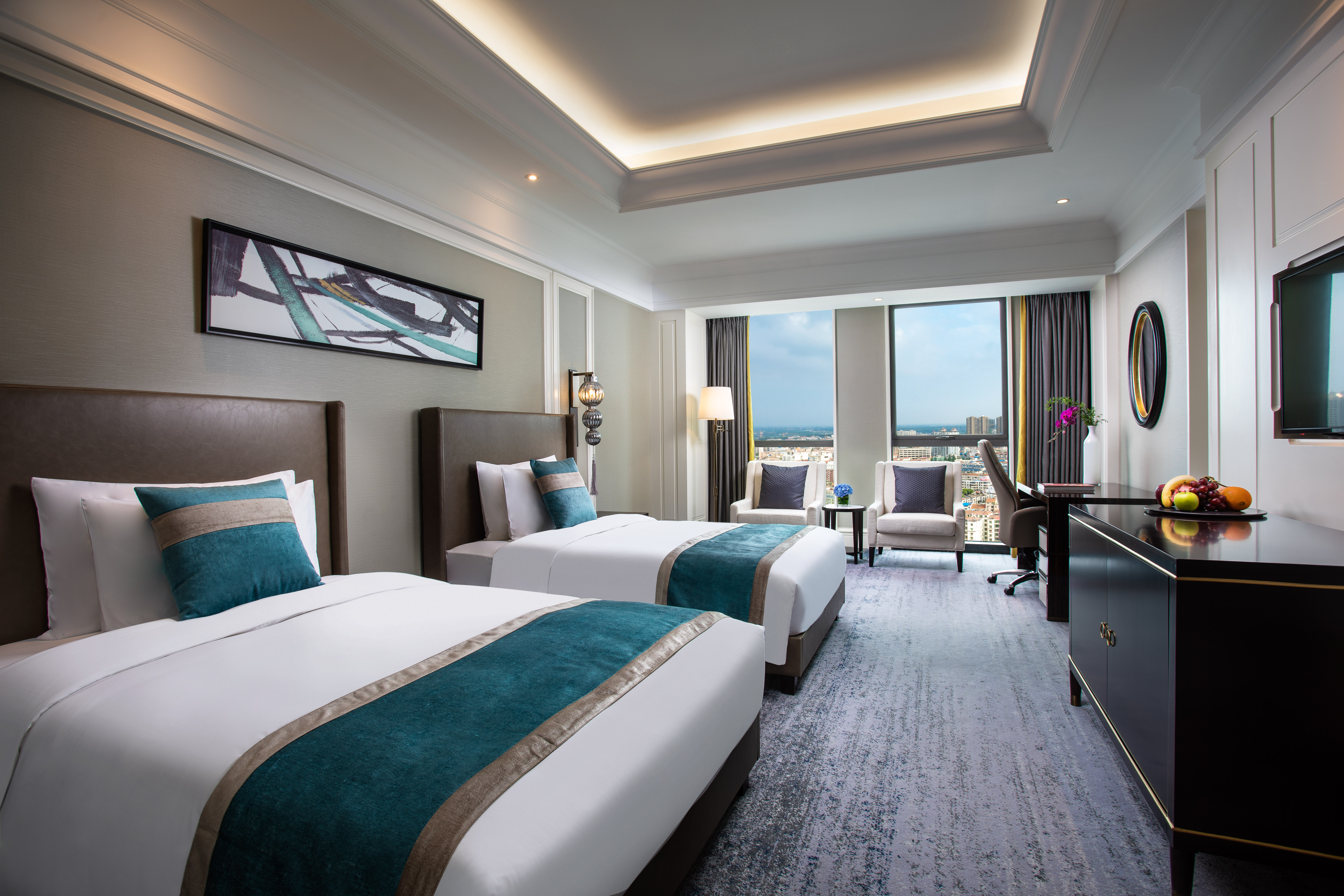 Guest room at the Ramada Plaza by Wyndham Wuhan Huangpi in Wuhan, Other than US/Canada