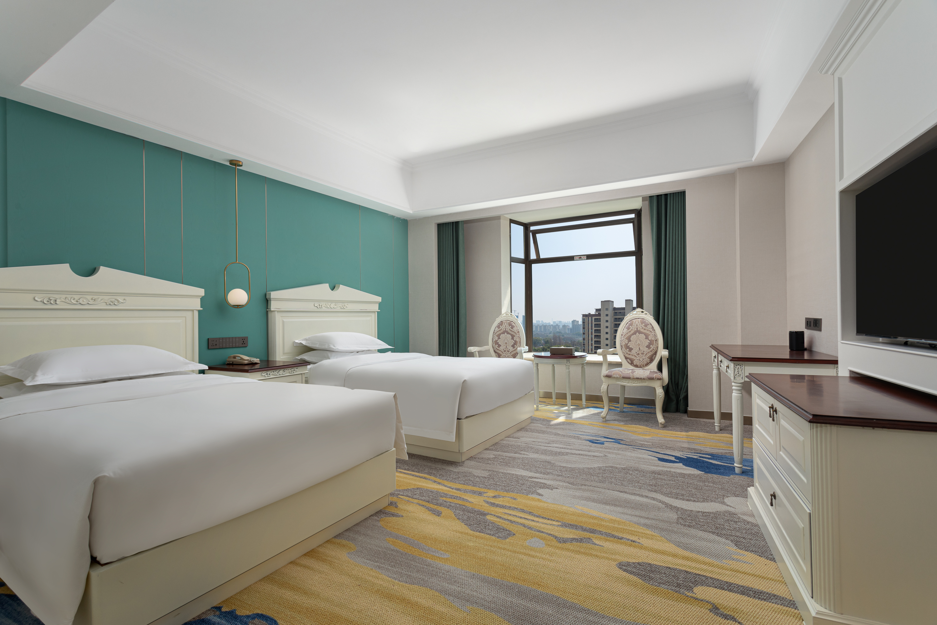 Guest room at the Ramada Plaza by Wyndham Wuhan Dongxi Lake in Wuhan, Other than US/Canada