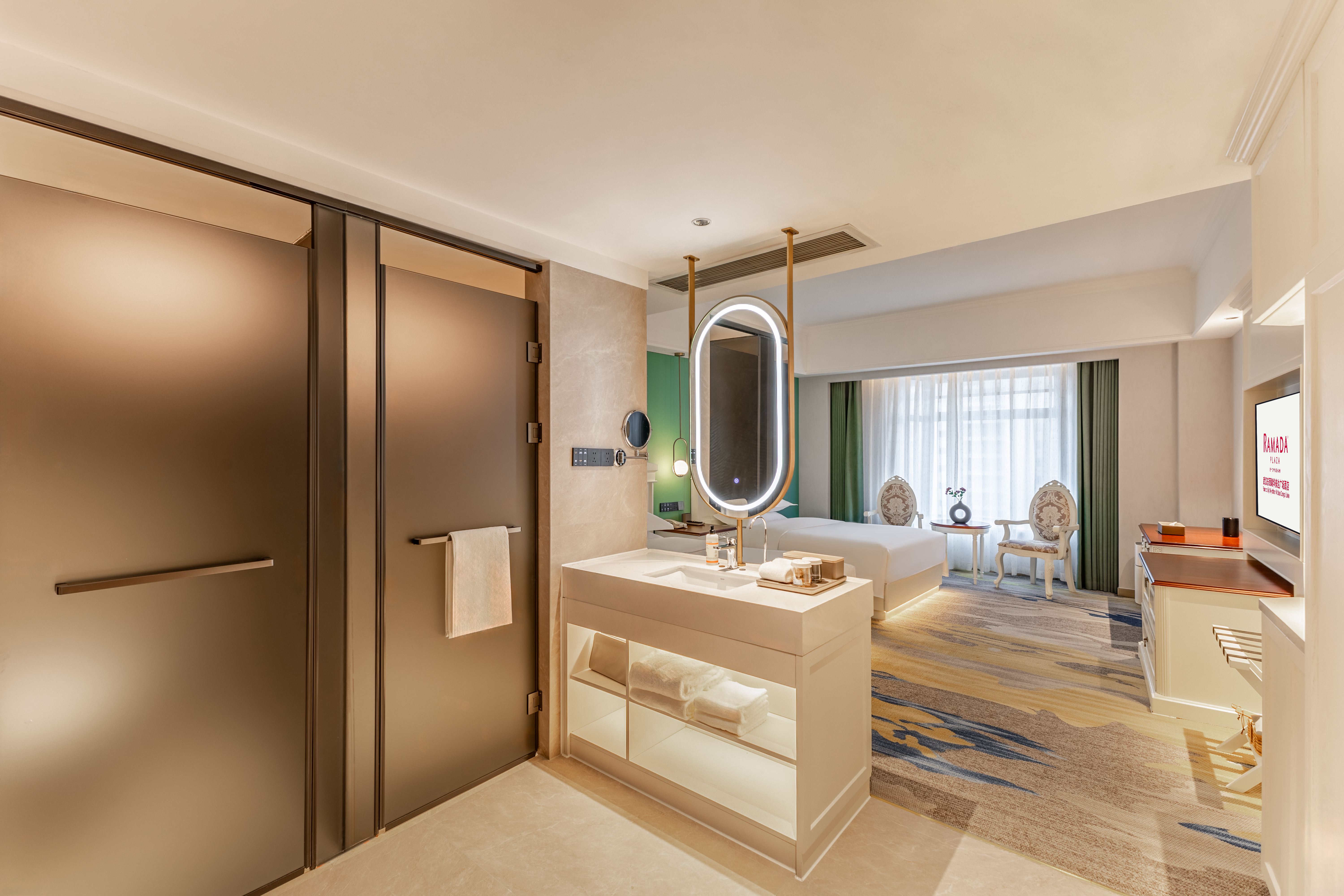 Guest room at the Ramada Plaza by Wyndham Wuhan Dongxi Lake in Wuhan, Other than US/Canada