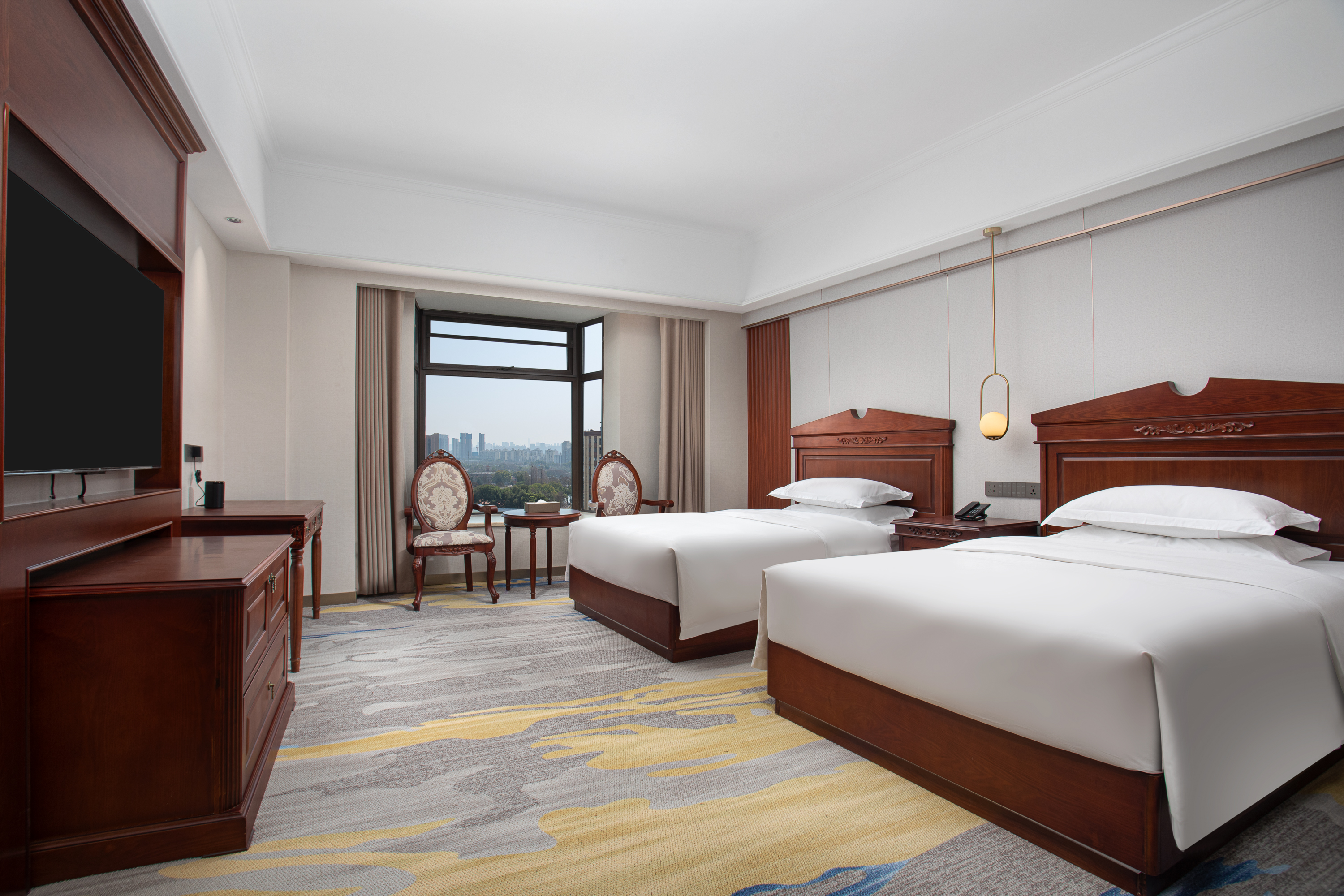 Guest room at the Ramada Plaza by Wyndham Wuhan Dongxi Lake in Wuhan, Other than US/Canada